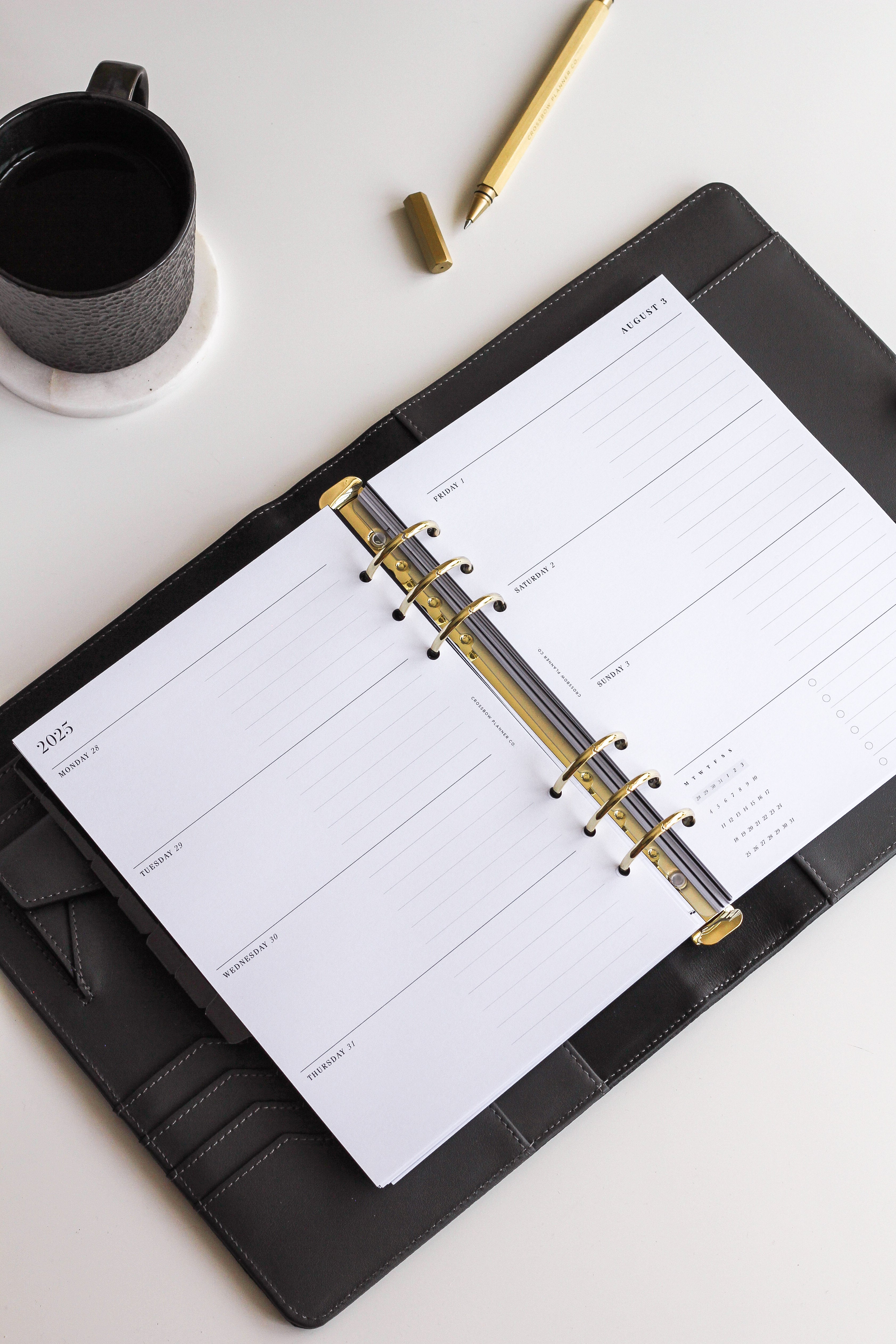 A5 weekly planner refill 2025-2026