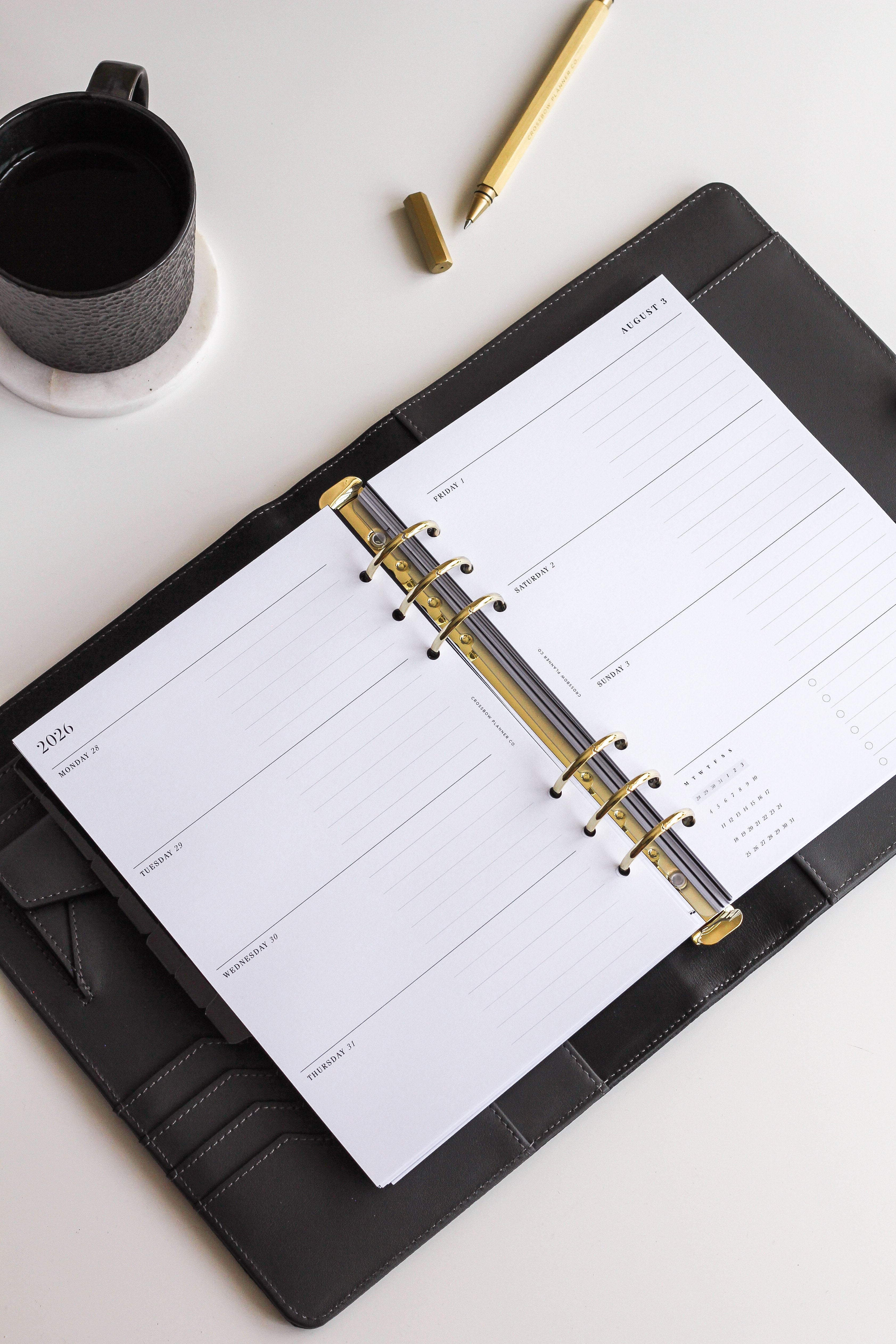 A5 weekly planner refill 2026-2027