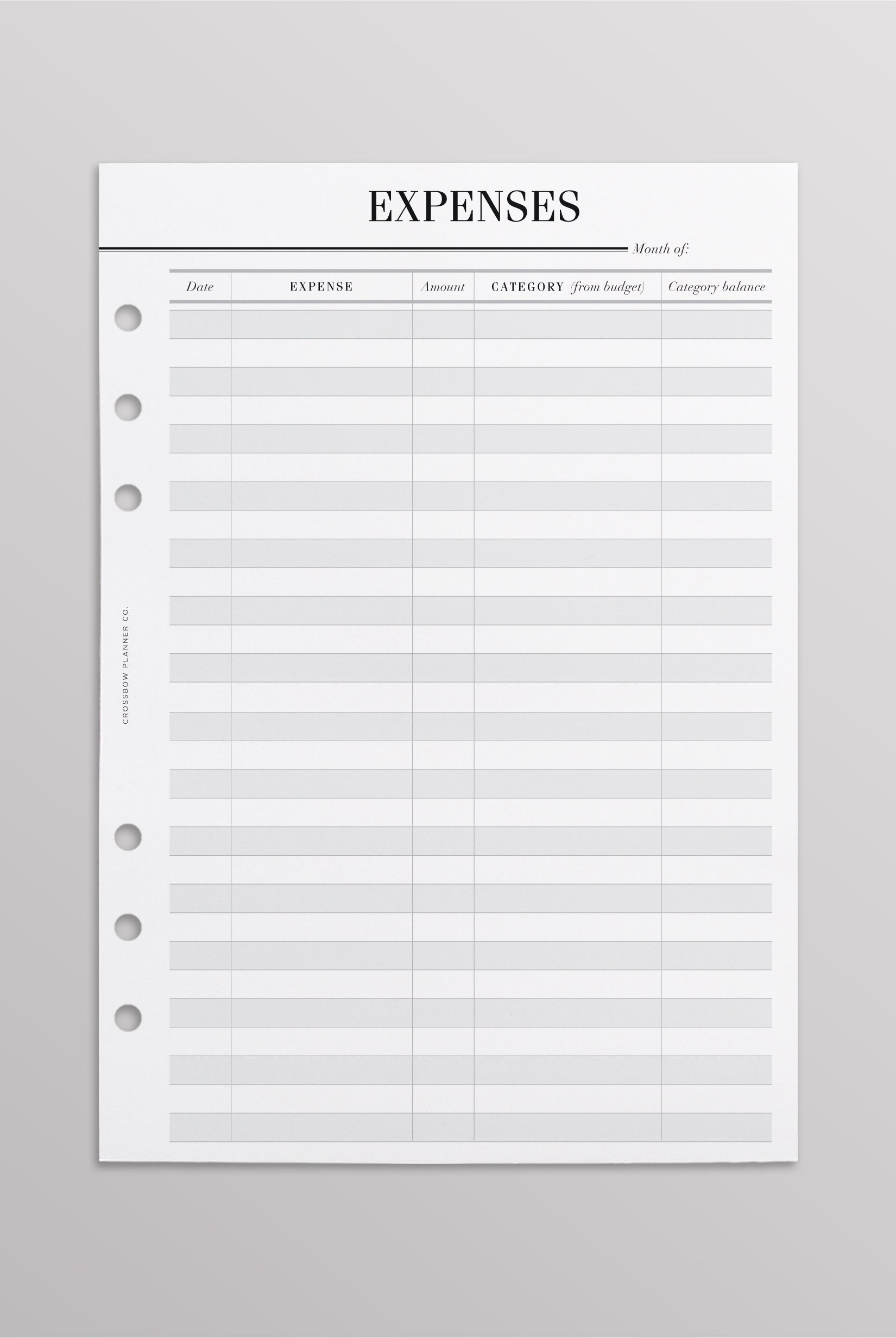 Expenses Planner Inserts A5