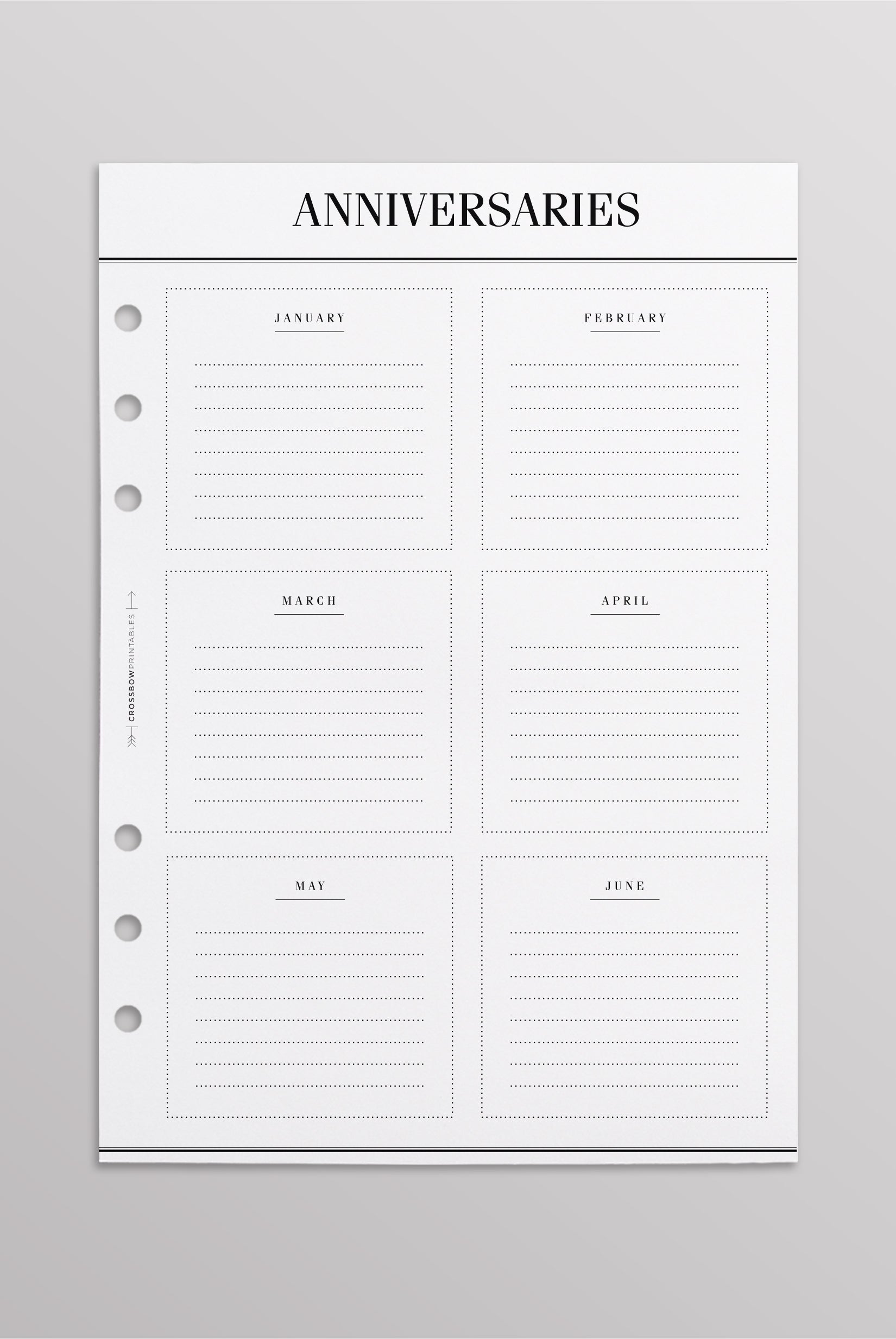 6 ring agenda inserts