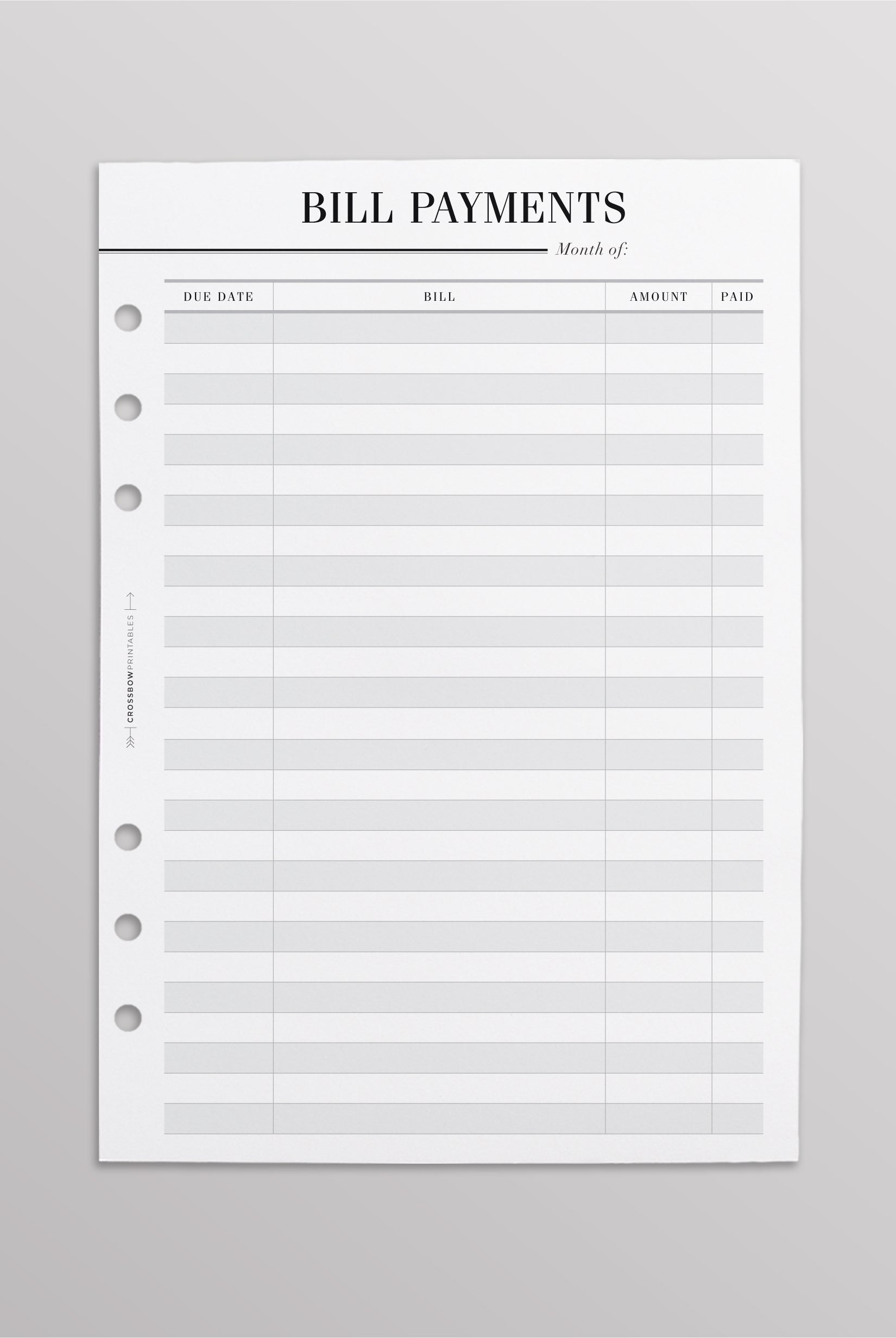 bill payments planner inserts