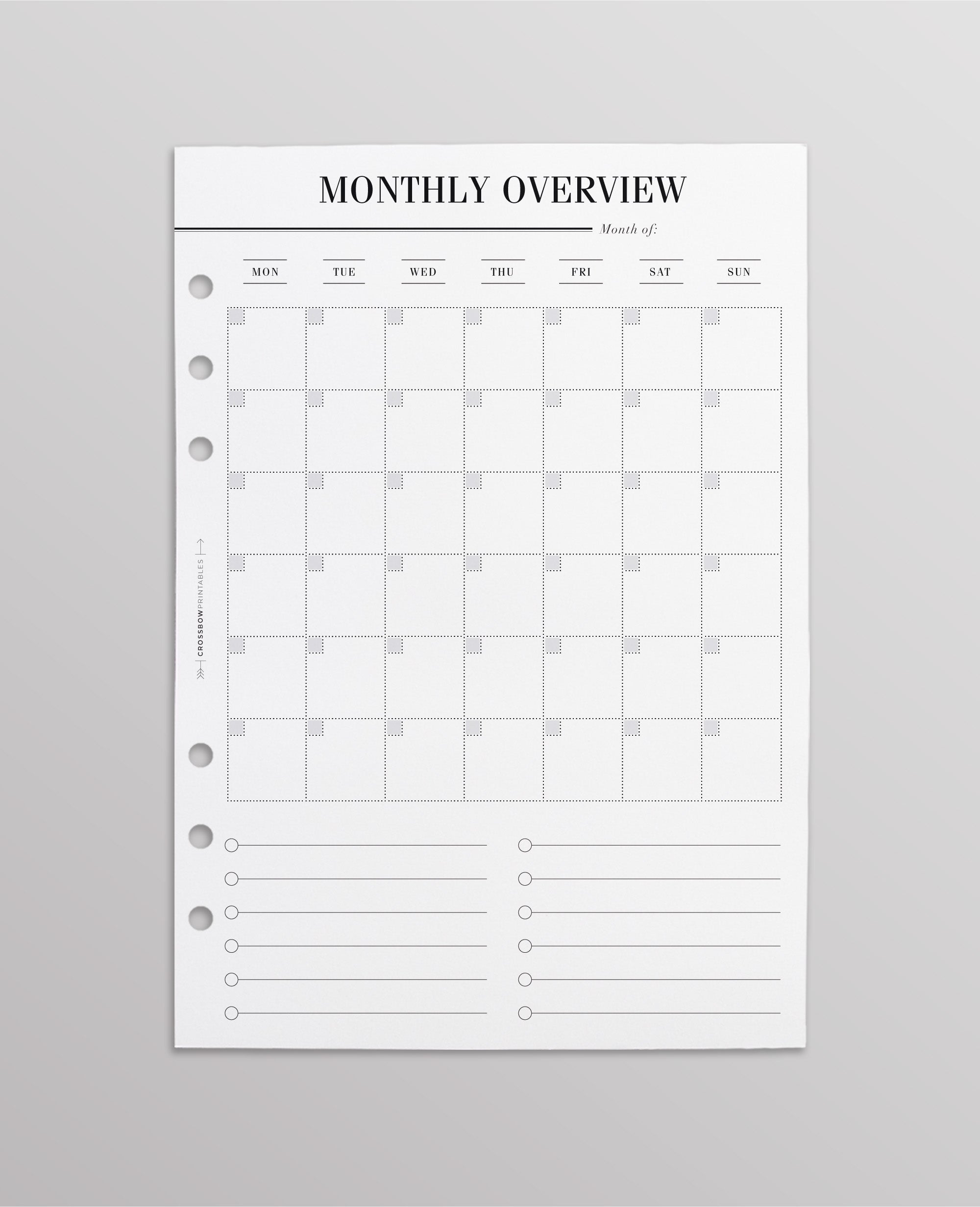 A5 monthly overview