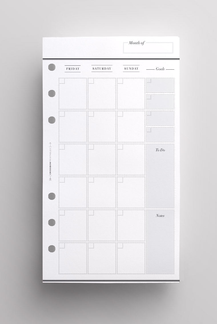 month on two pages personal inserts