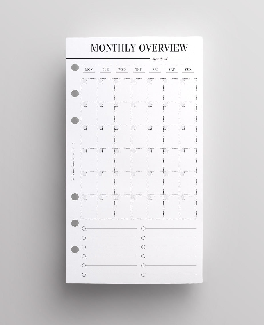 personal monthly overview