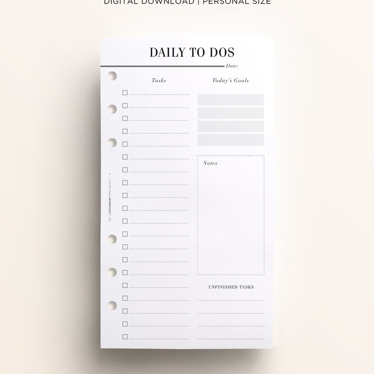 Daily To Dos Personal Printable Inserts Crossbow Planner Co Daily to dos personal printable inserts crossbow planner co