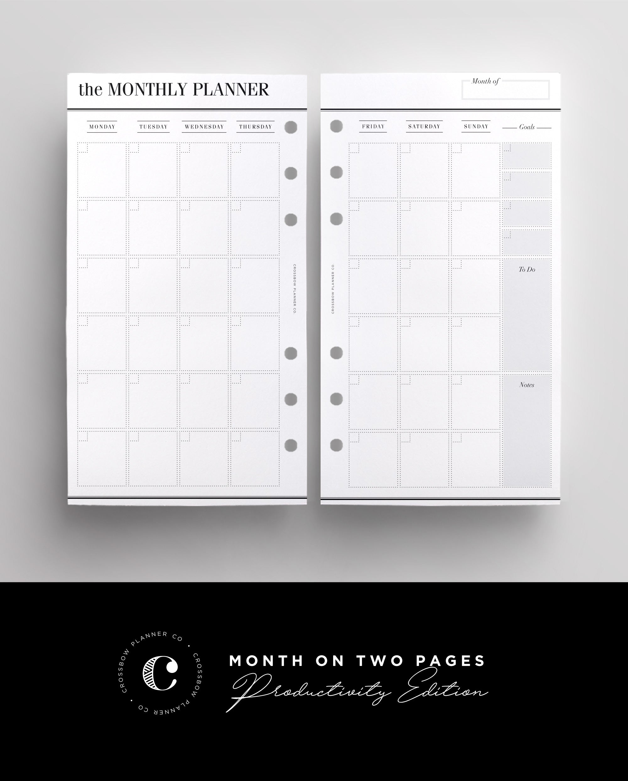 personal printed planner inserts