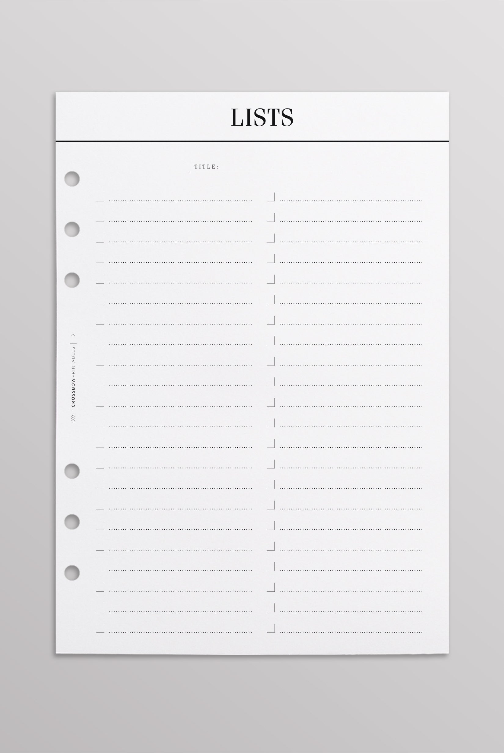 double list planner inserts