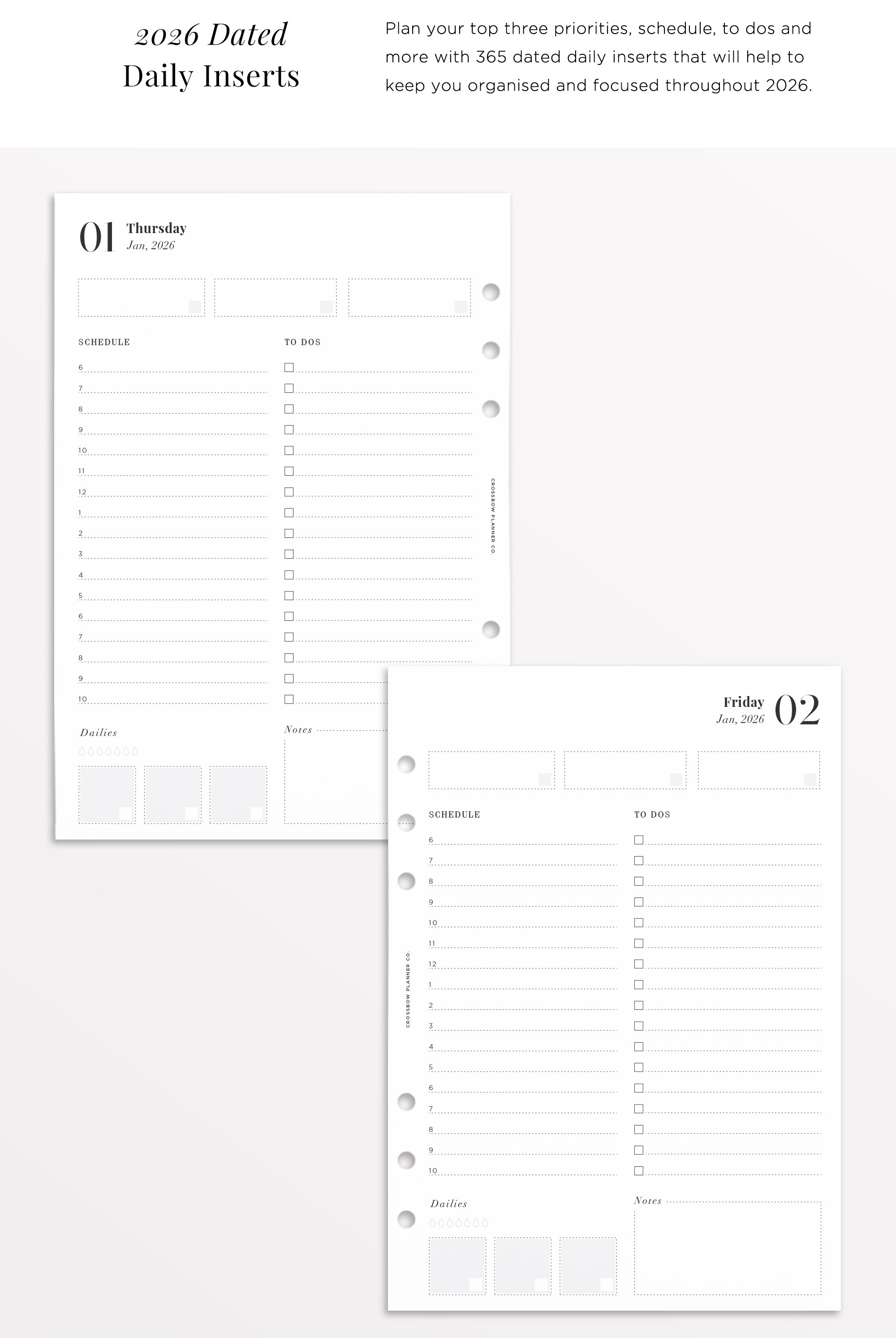 daily planner inserts 2026