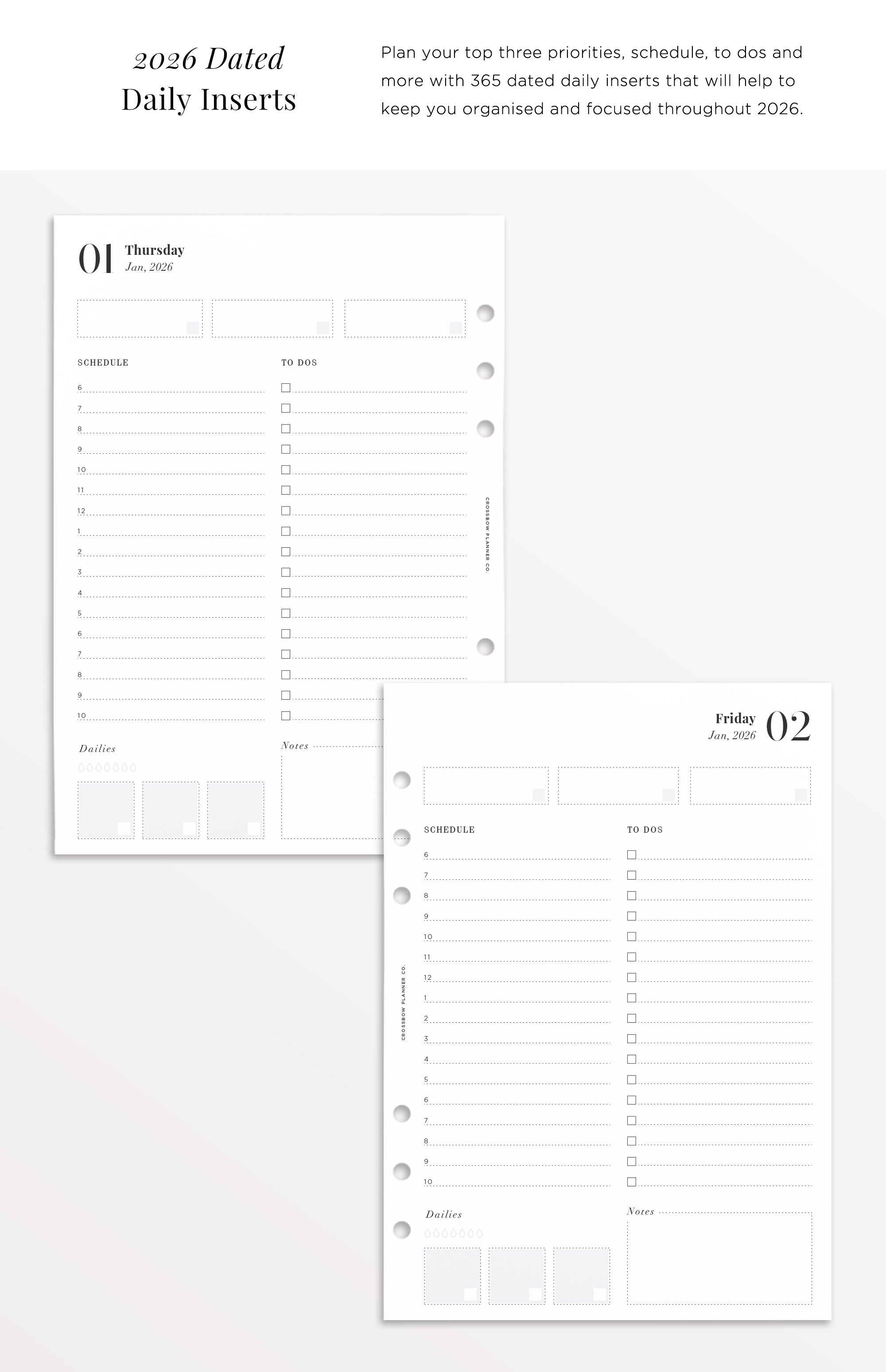 daily planner inserts 2026