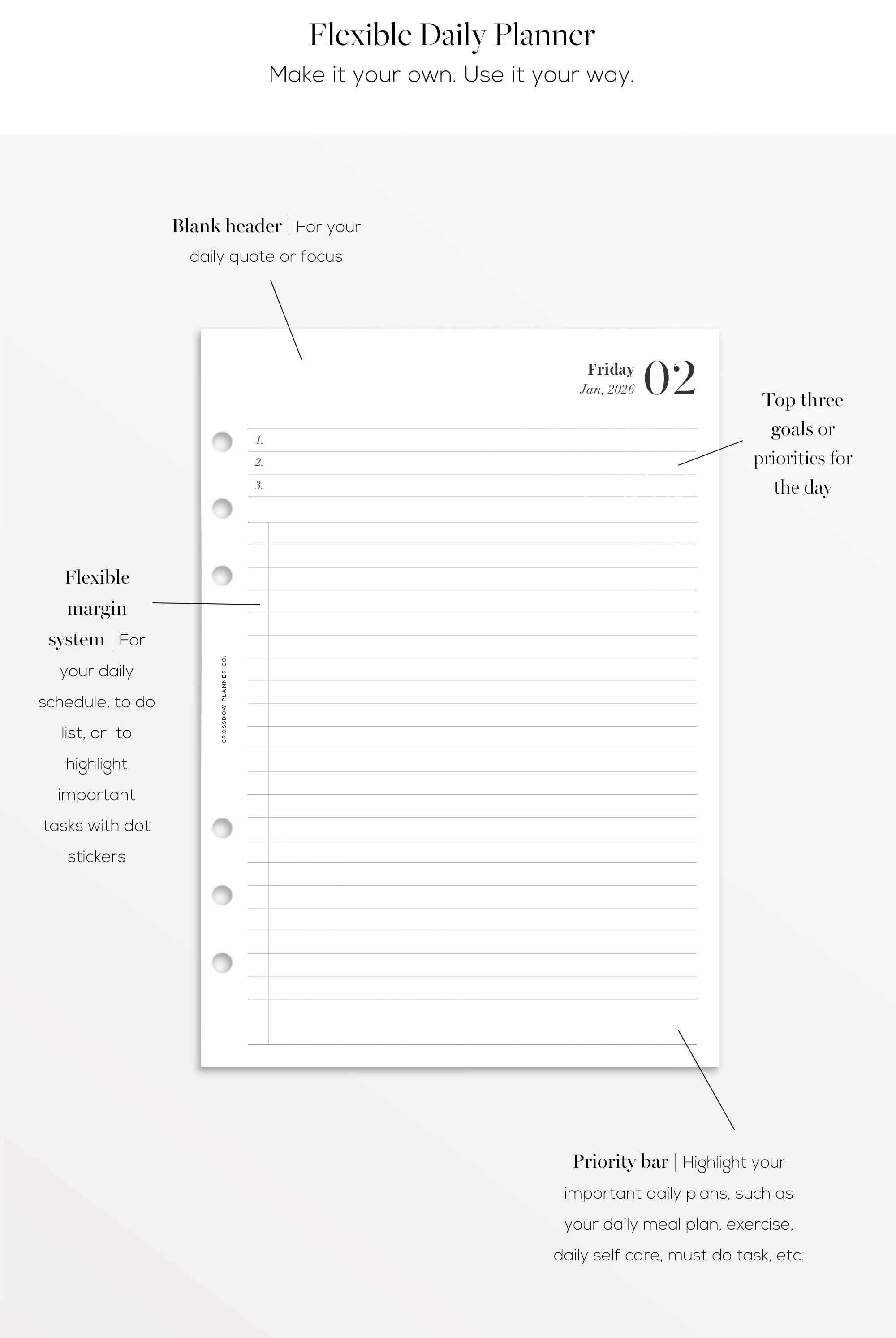 a5 day per page 2026 refill