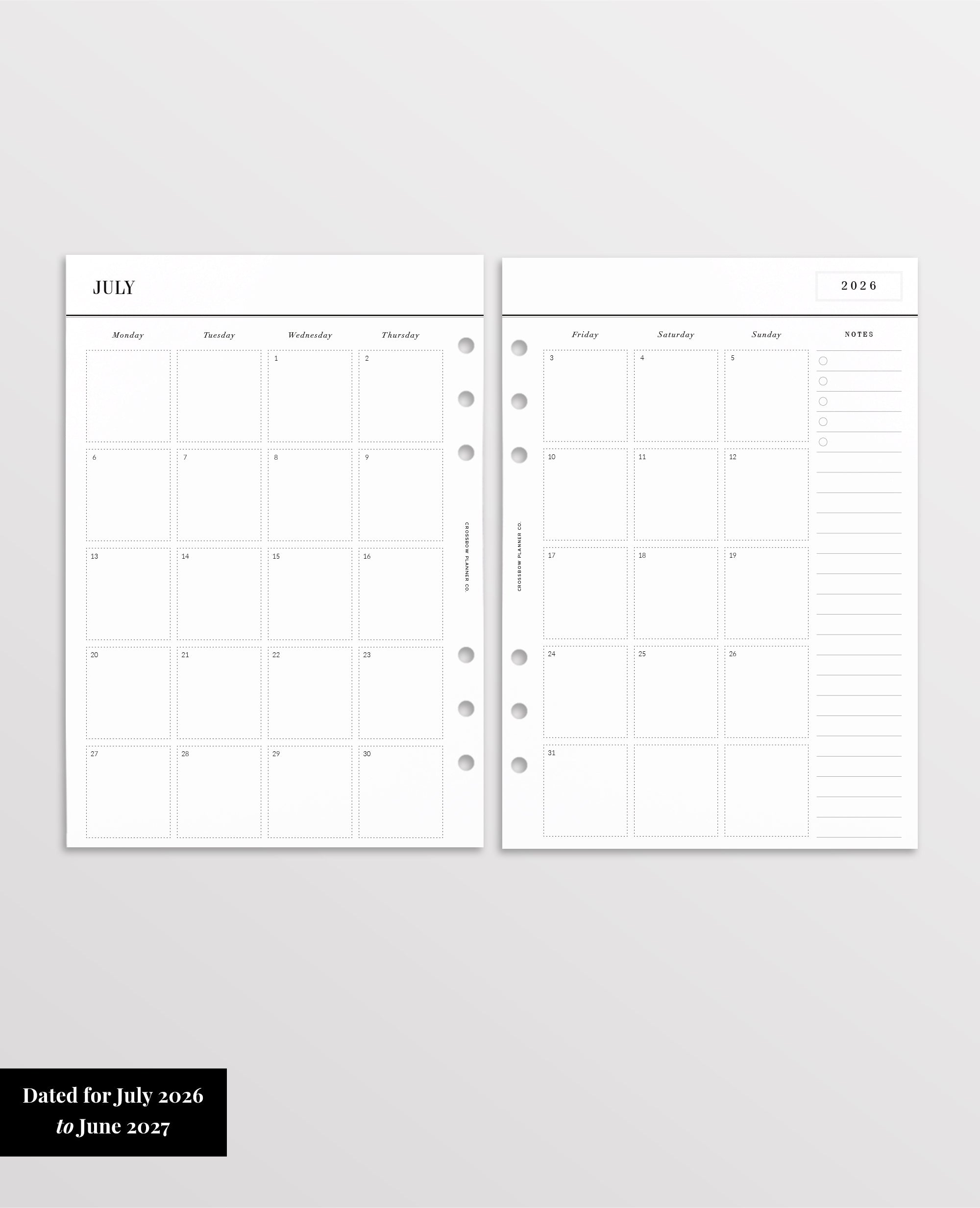 A5 filofax refill 2026-2027