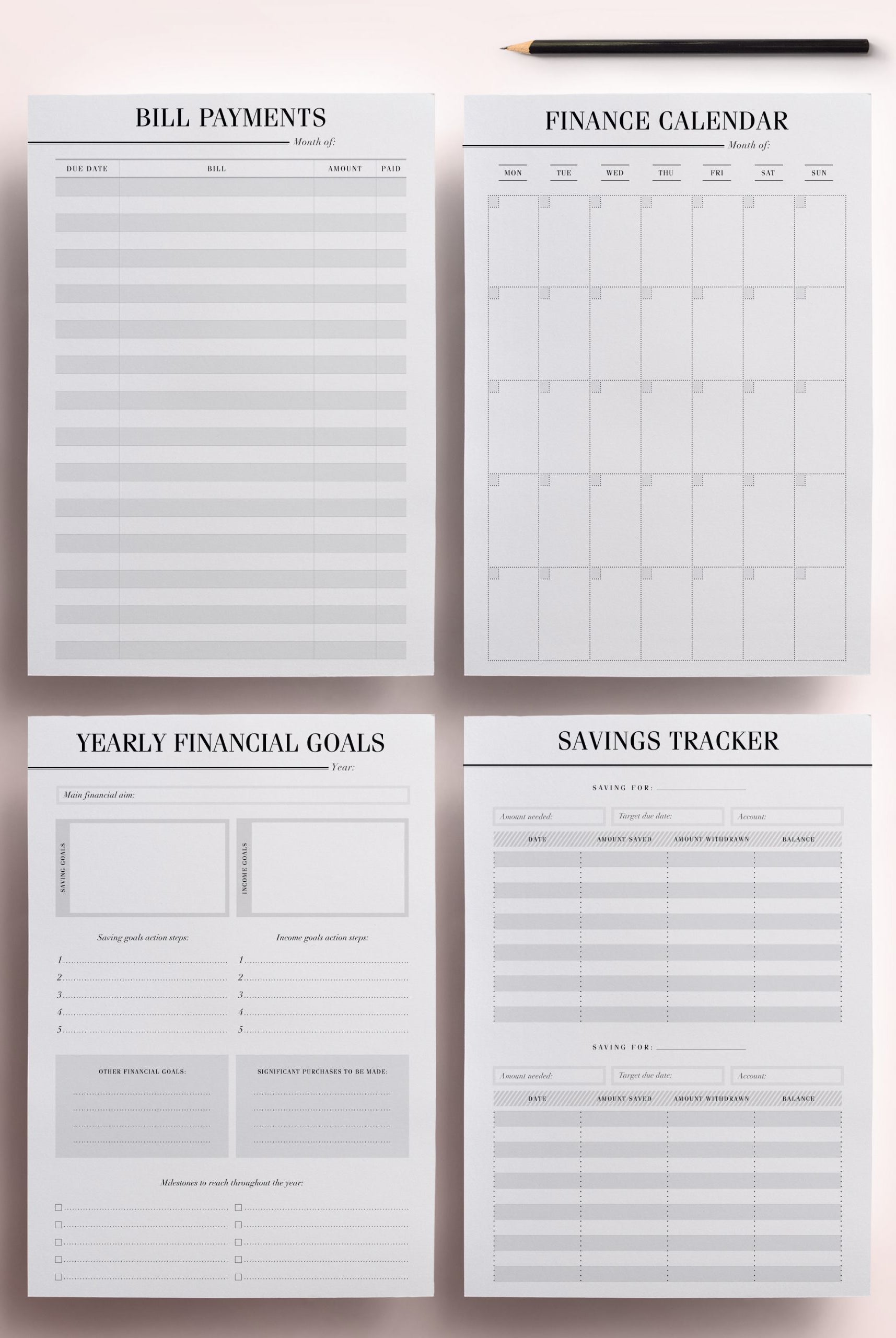 budget planner printable sheets