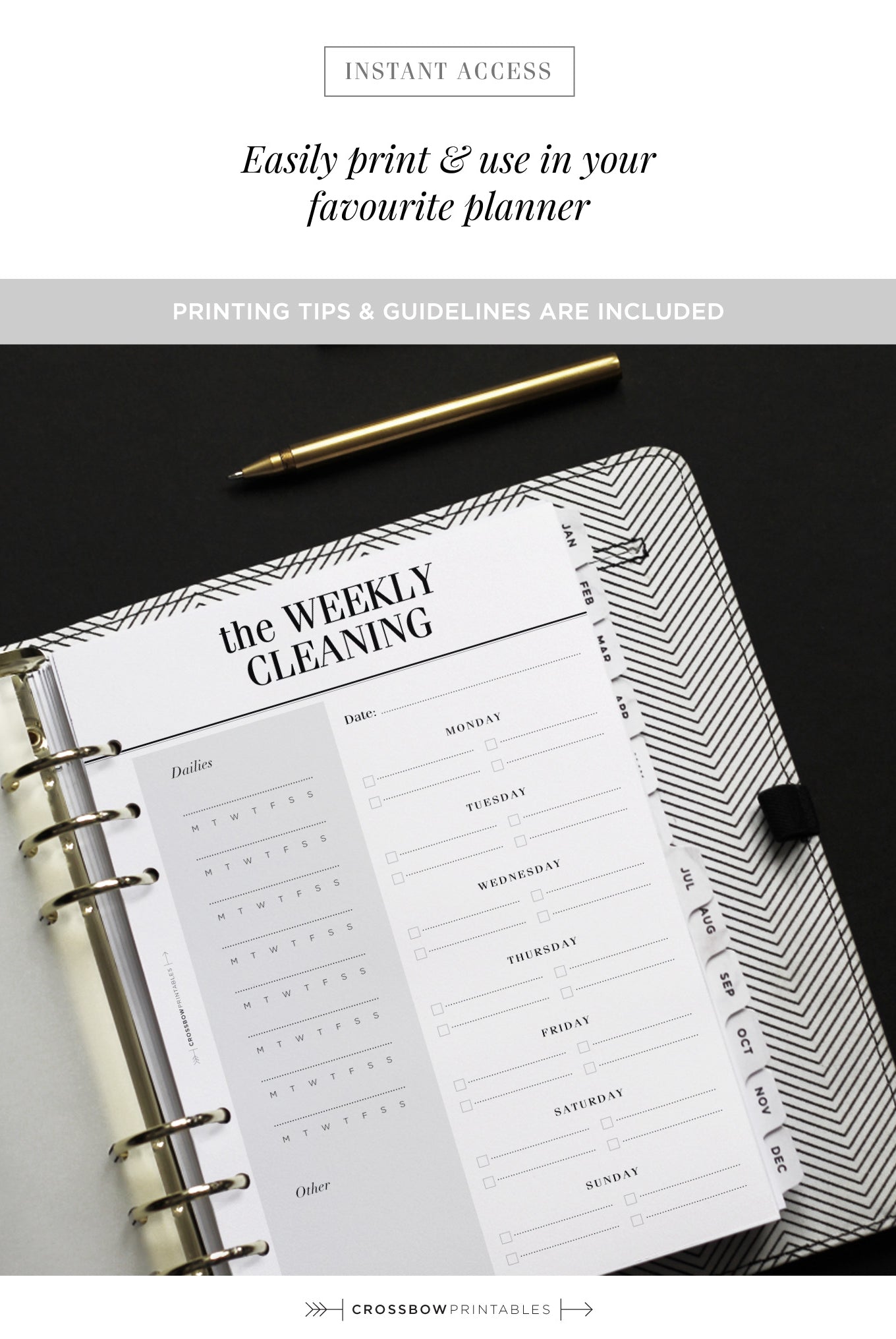 weekly cleaning planner inserts printable