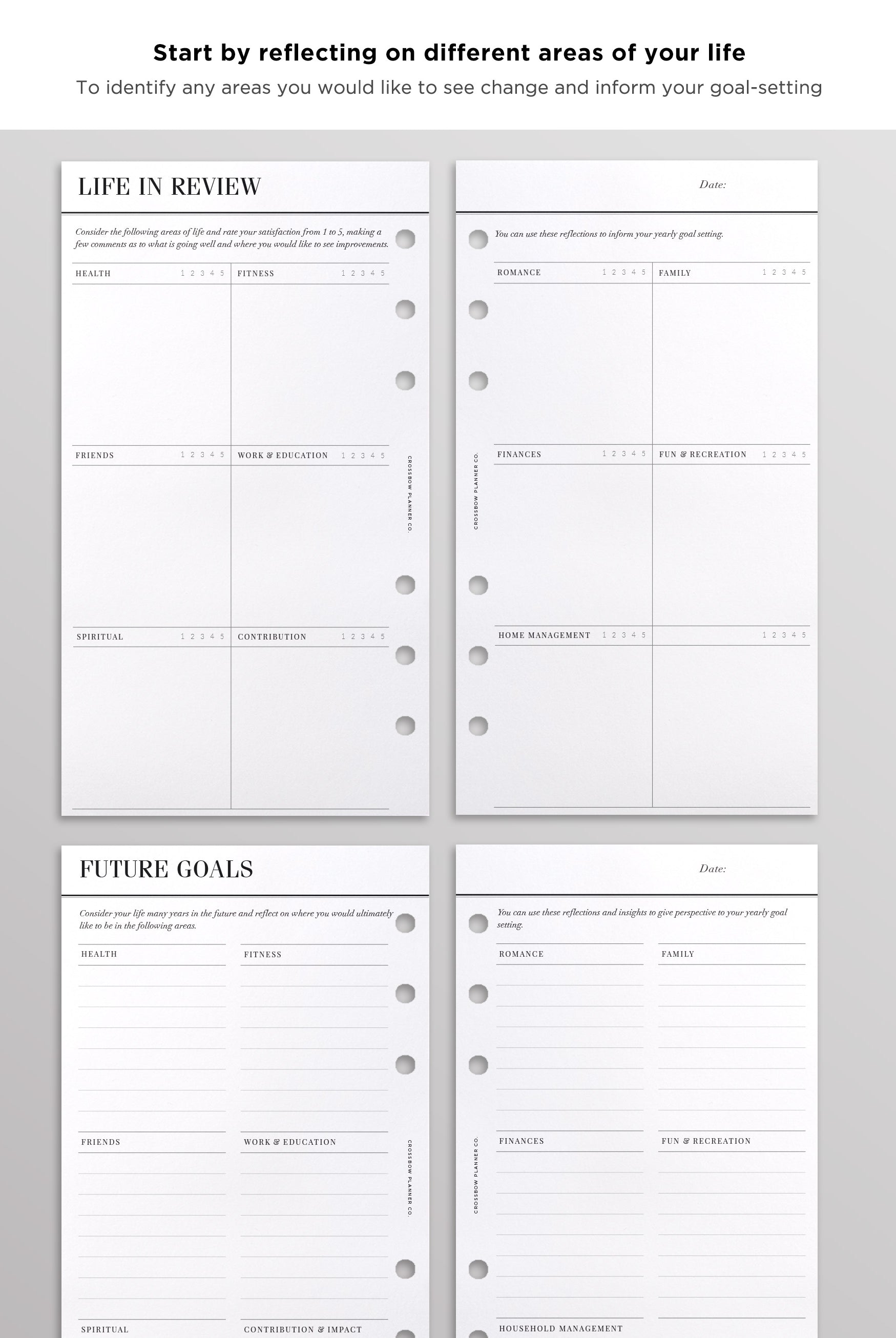 goal planner inserts