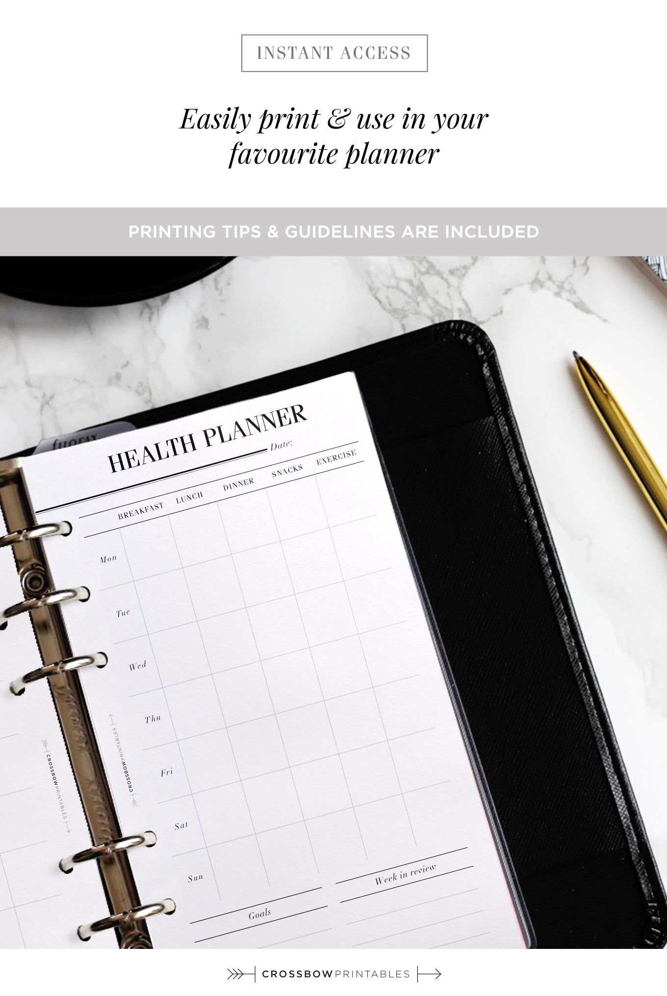 personal size meal planner inserts