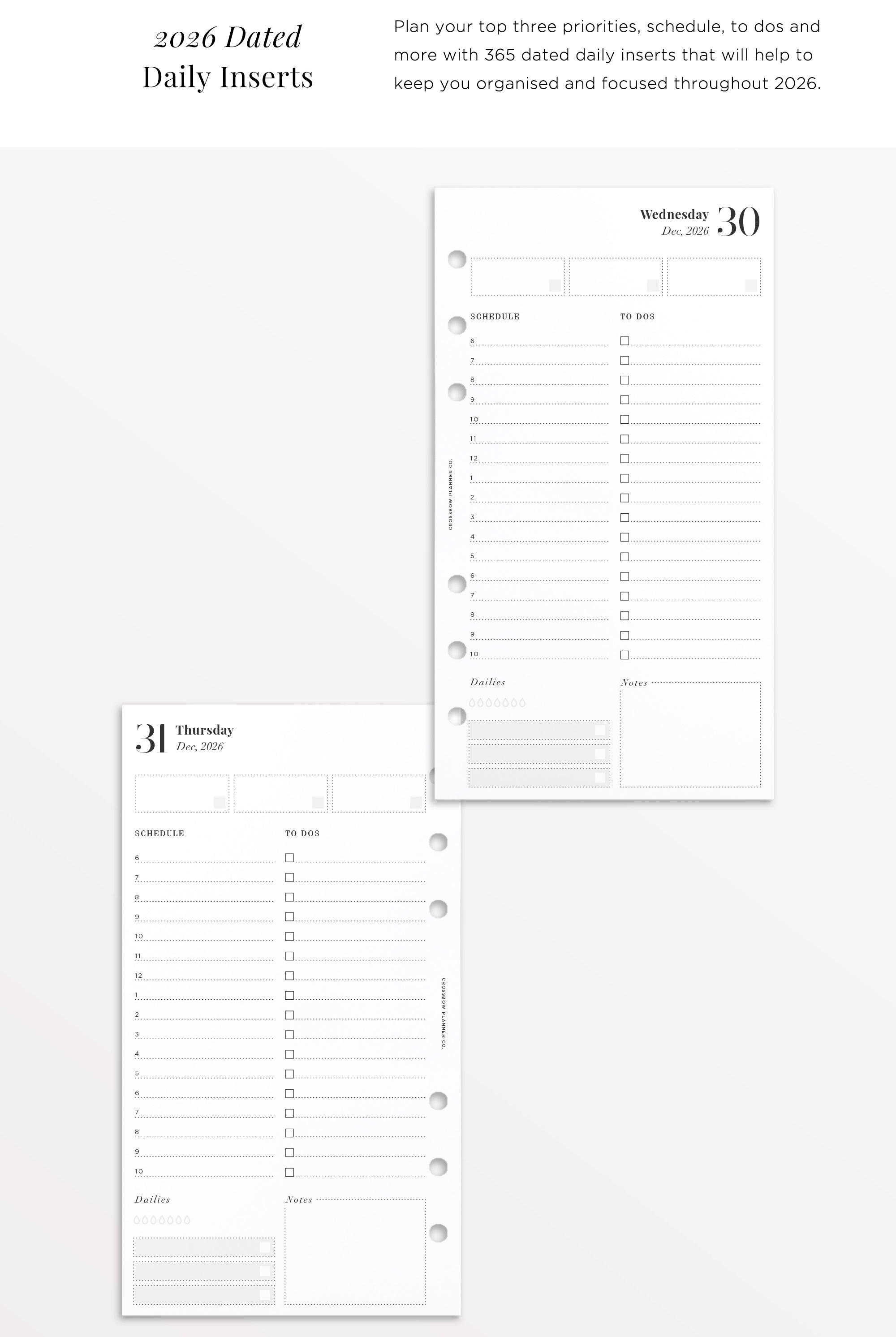 2026 day per page inserts Filofax personal