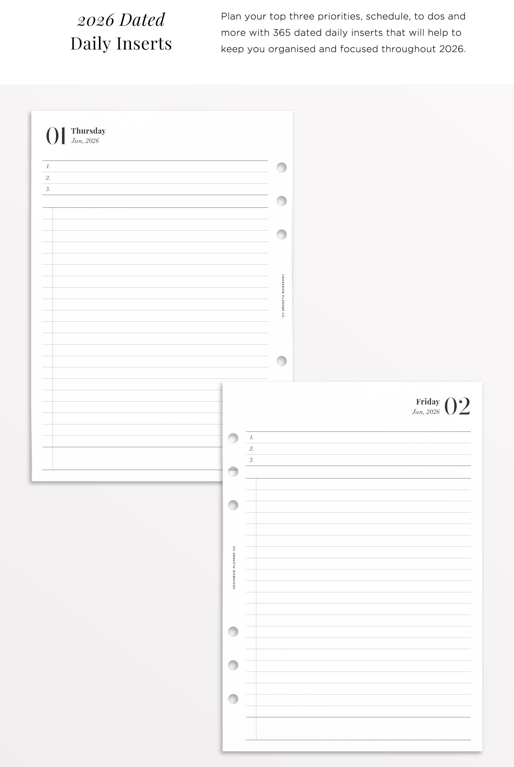 a5 daily refill for filofax