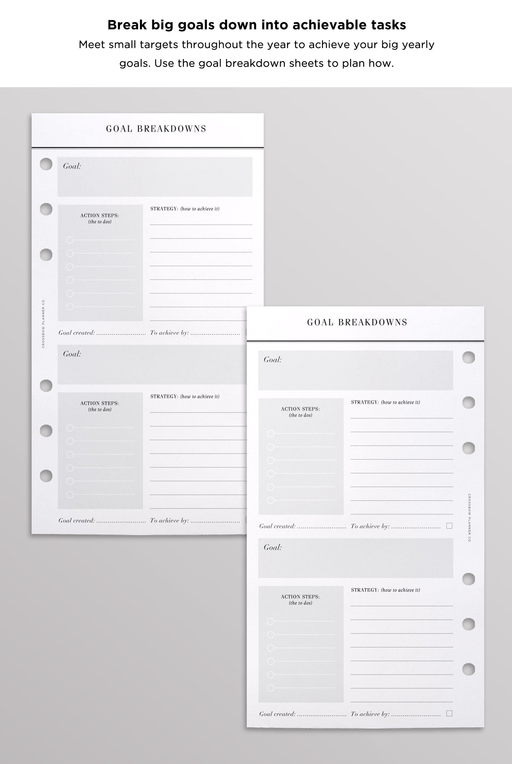 goal planner inserts personal