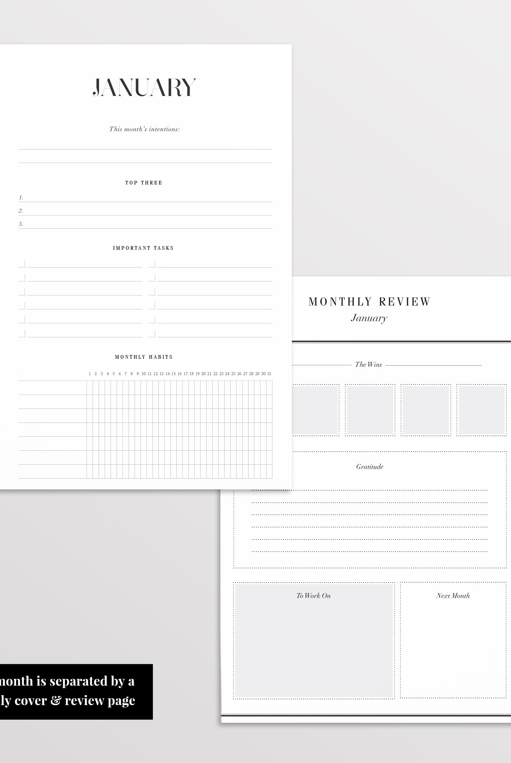 monthly overview planner inserts
