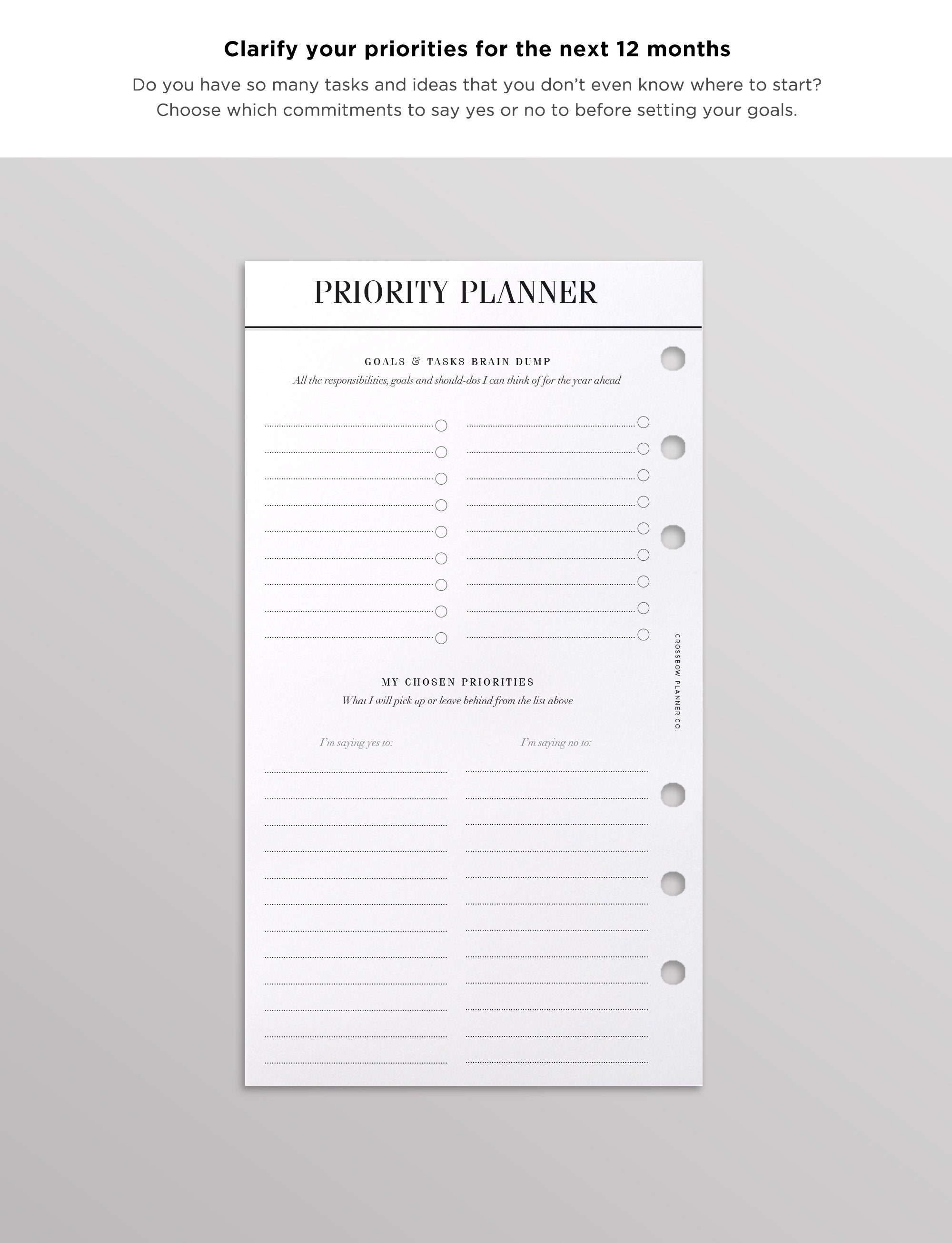 goal setting inserts