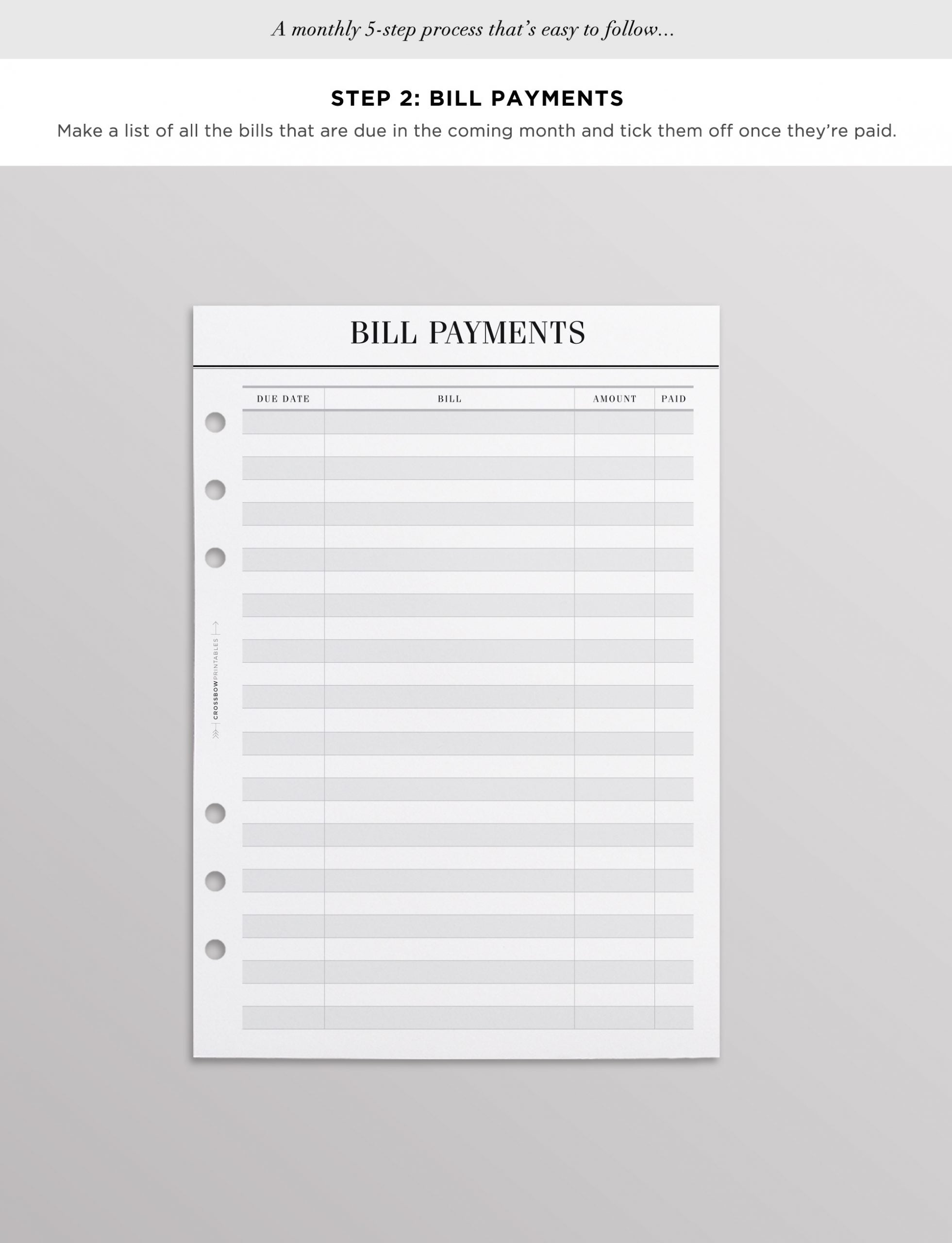 bill payments planner inserts