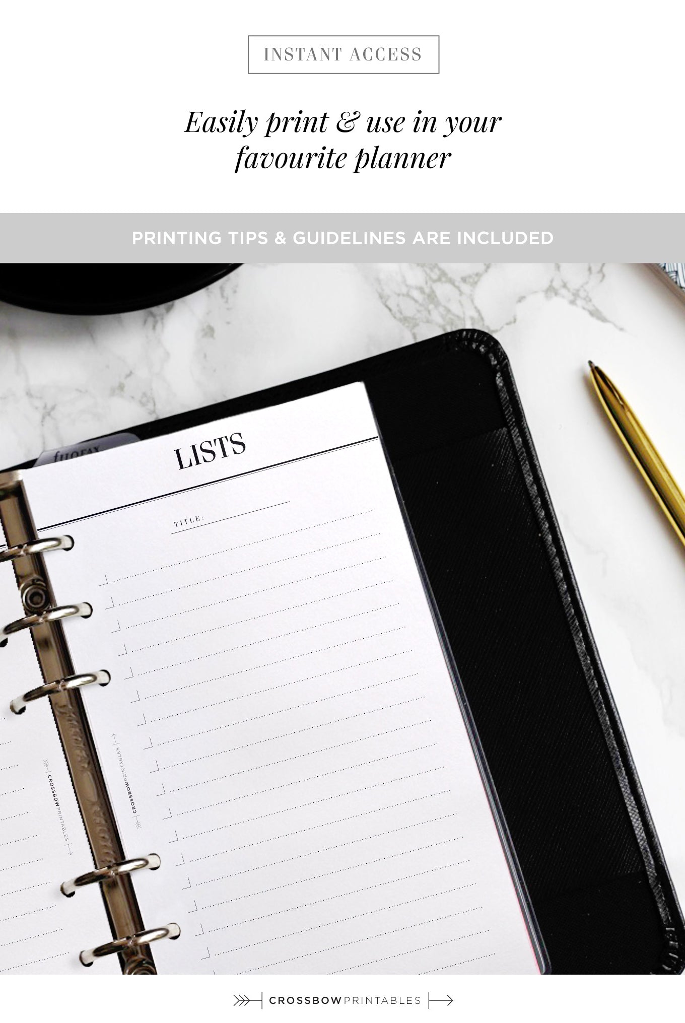 lists printable personal planner