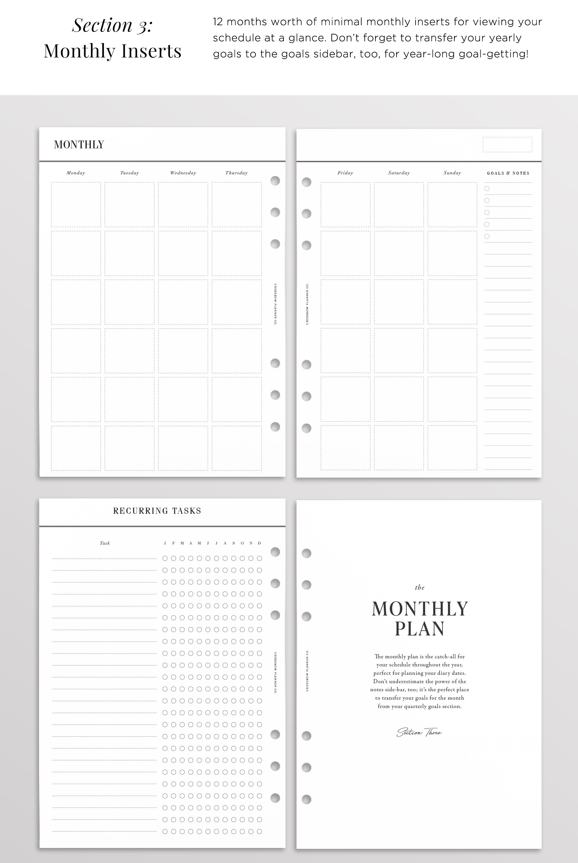 undated yearly planner set