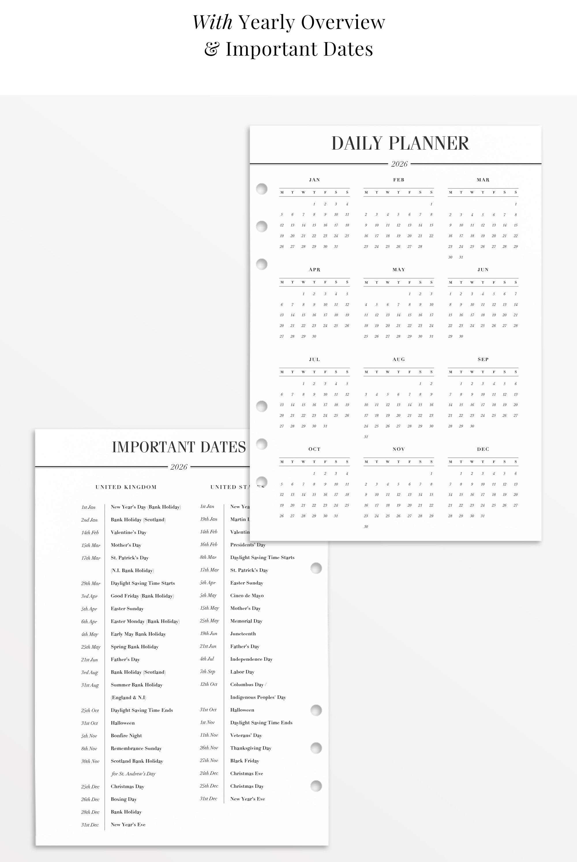 filofax daily refill 2026