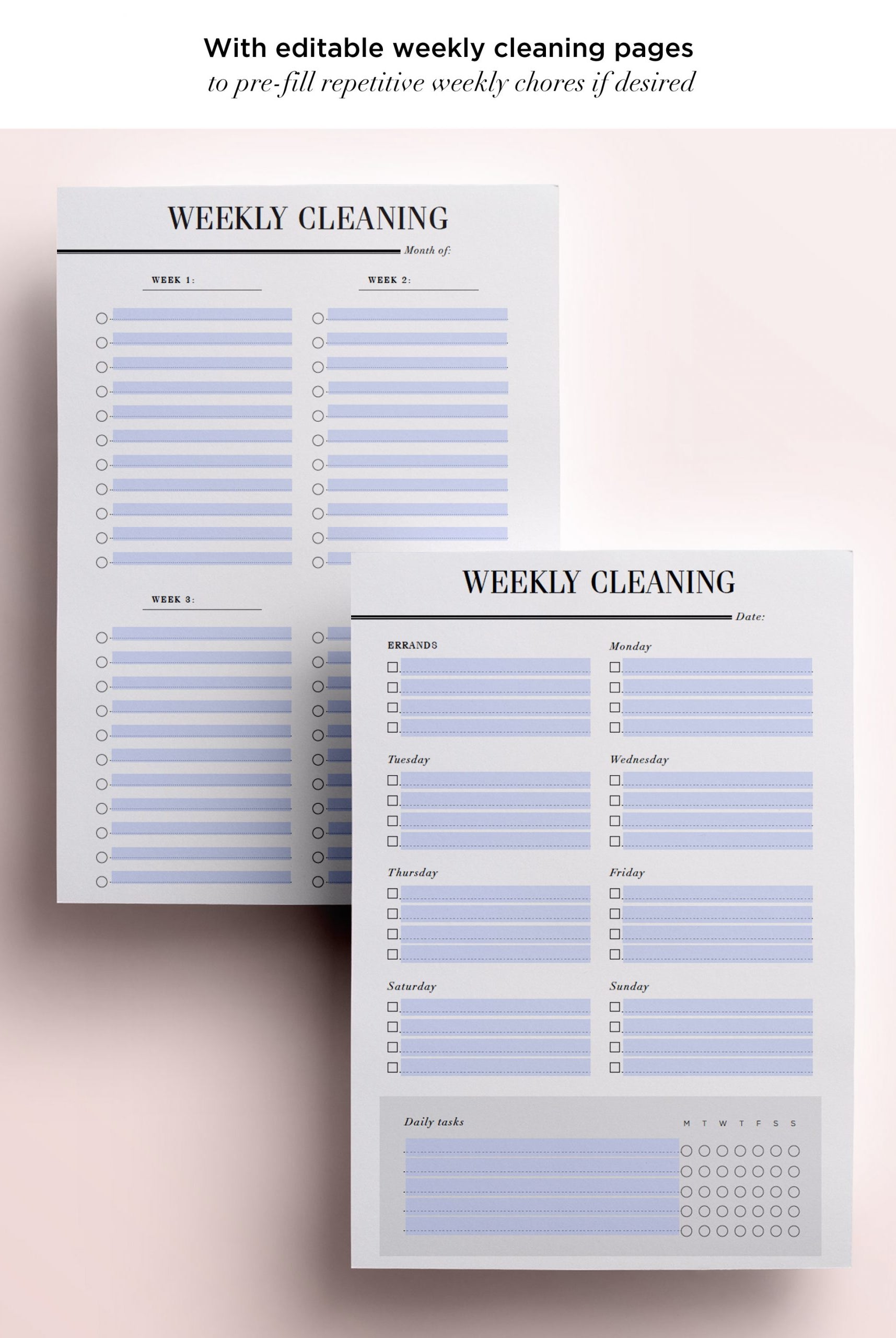 weekly cleaning printables