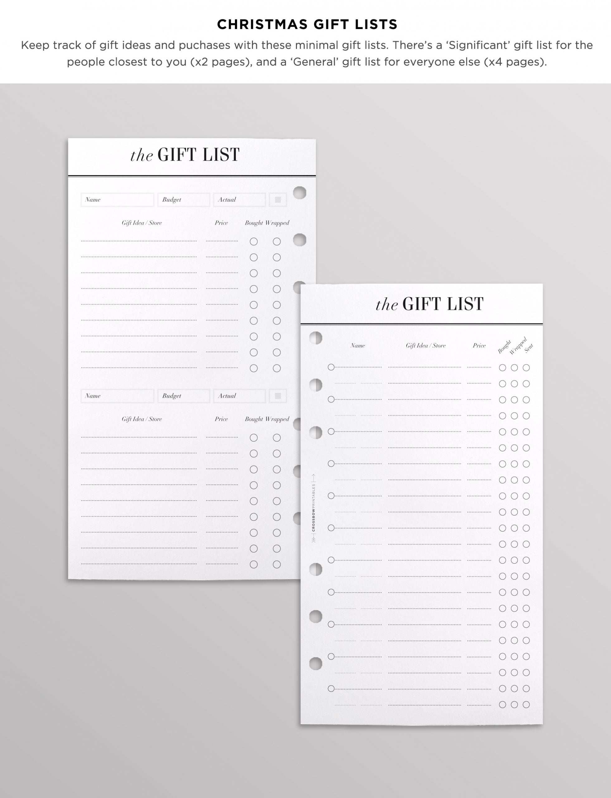 christmas planner inserts