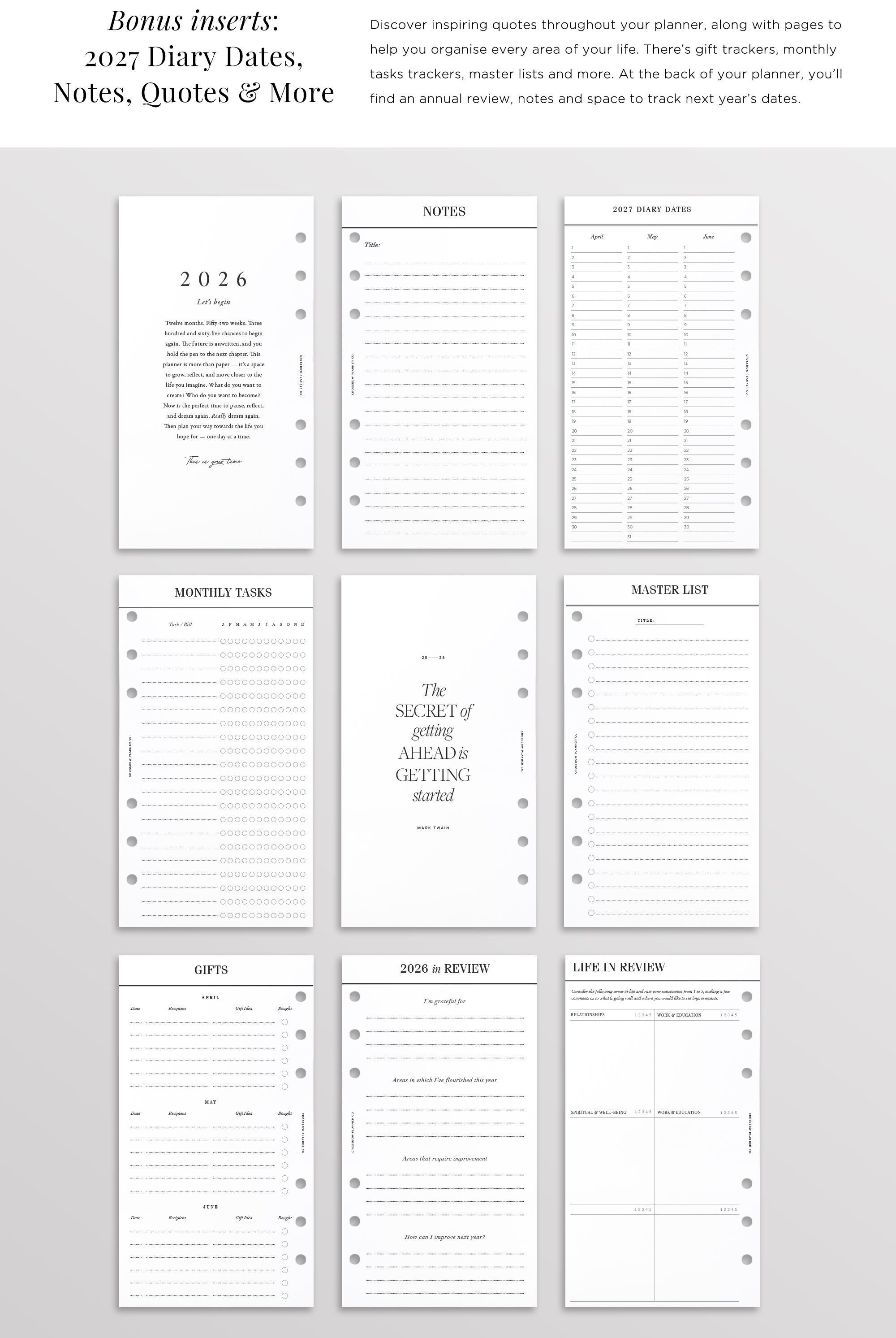 personal filofax monthly dividers