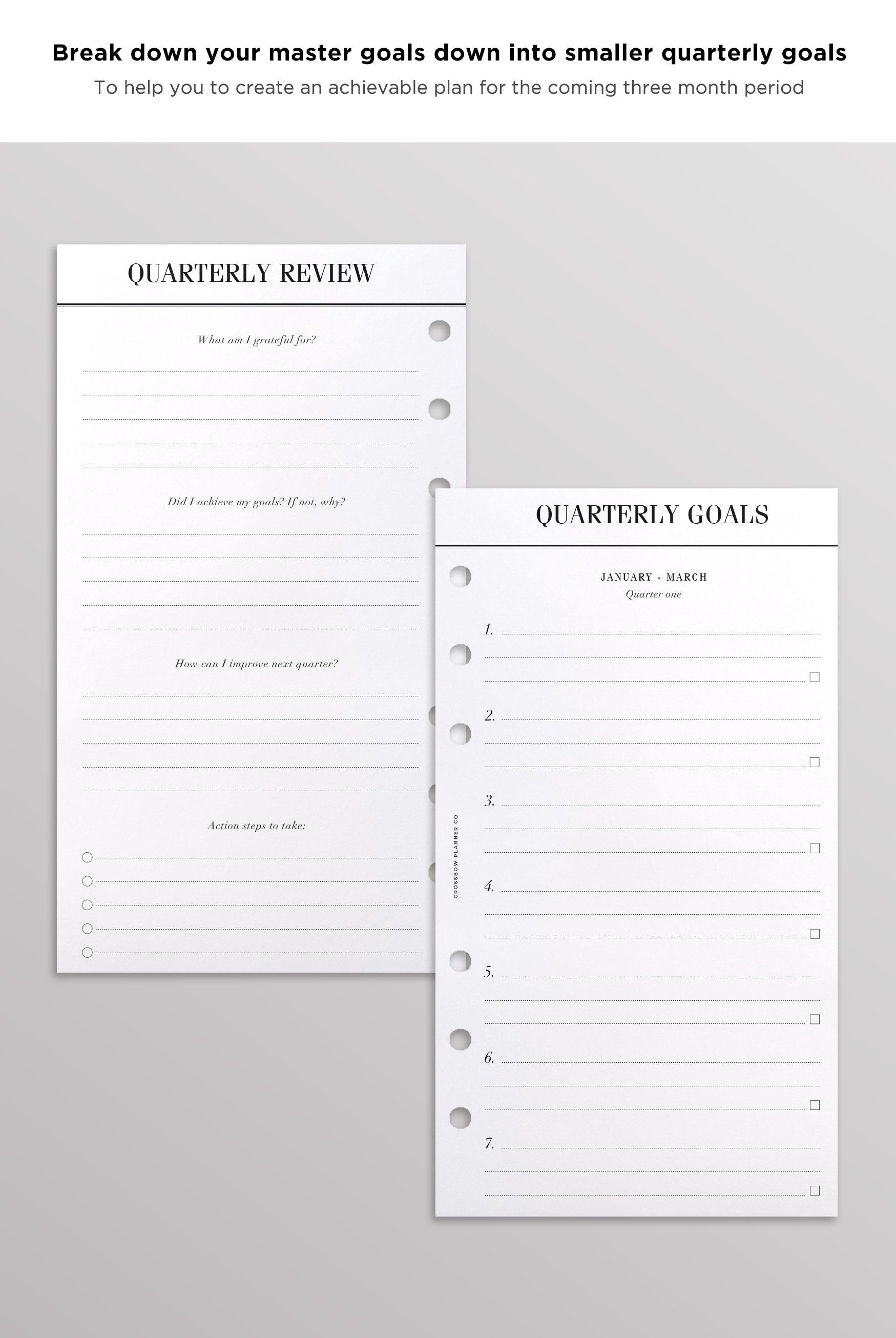 quarterly goal planner inserts