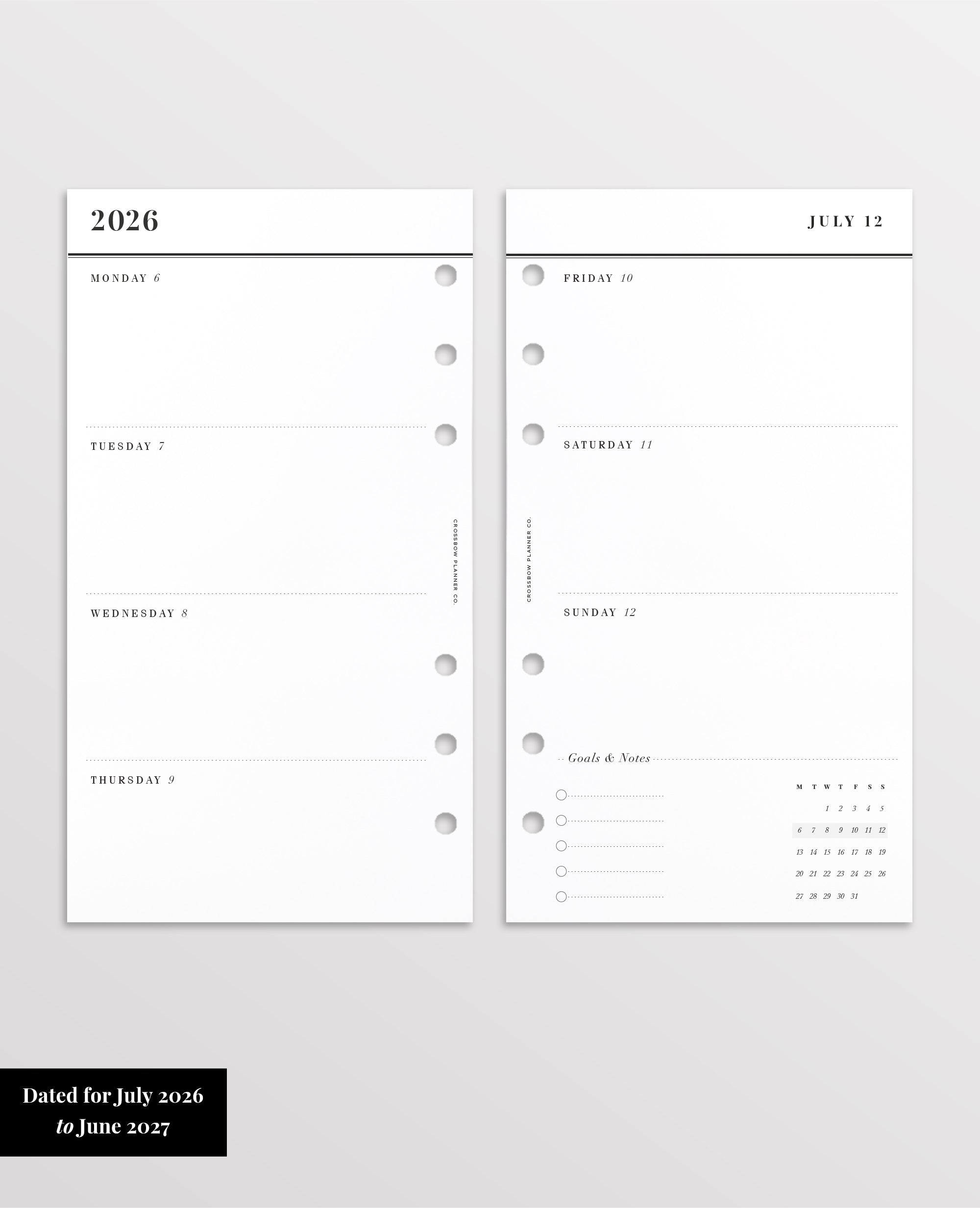 personal size weekly inserts 2026-2027