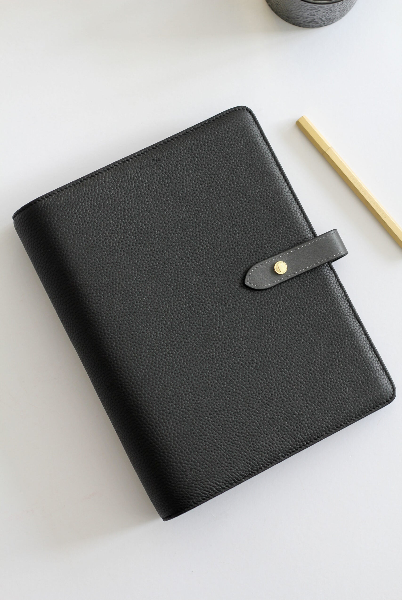 ring binder leather a5 black and grey