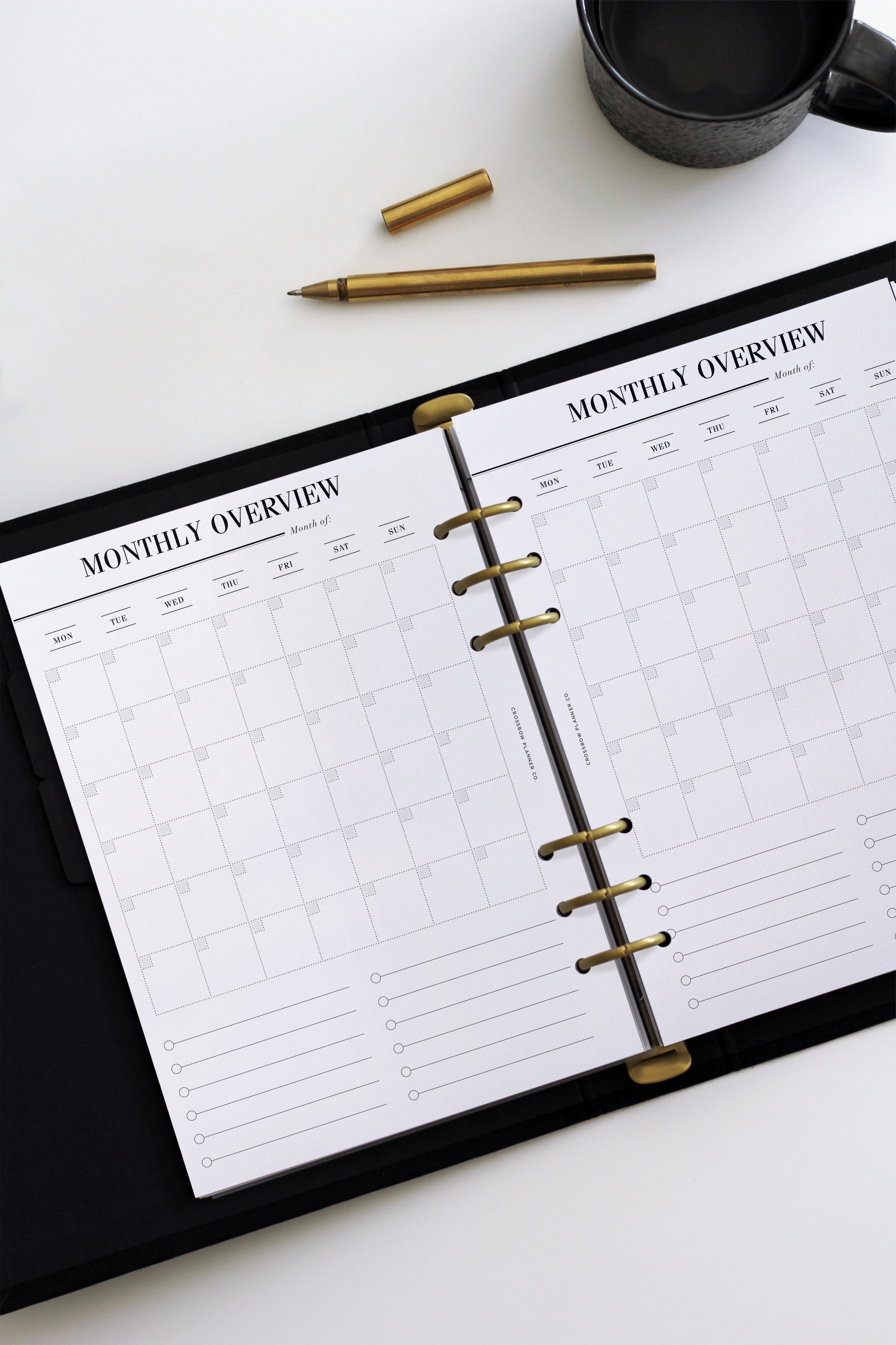 A5 monthly overview planner inserts