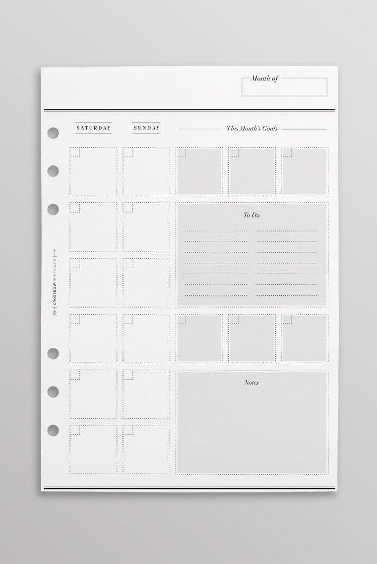 minimal monthly planner inserts