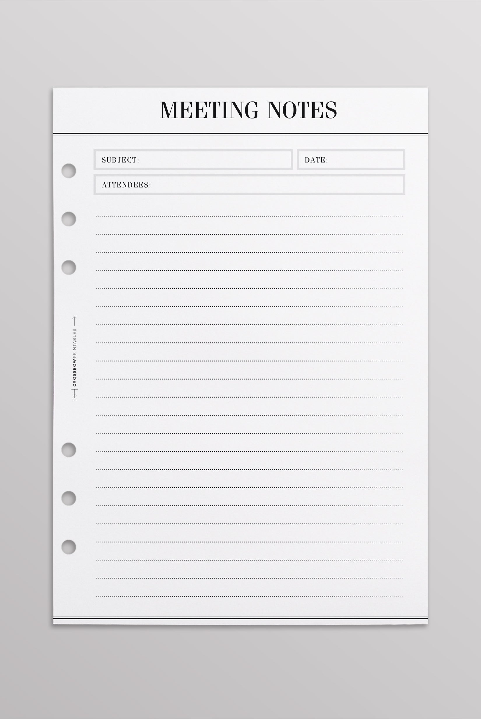meeting notes planner inserts