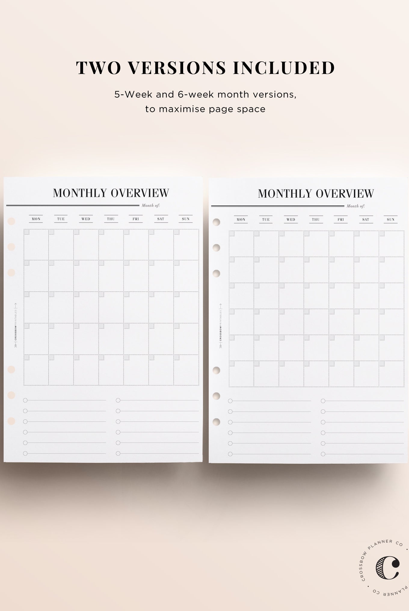 a5 monthly planner printable minimal
