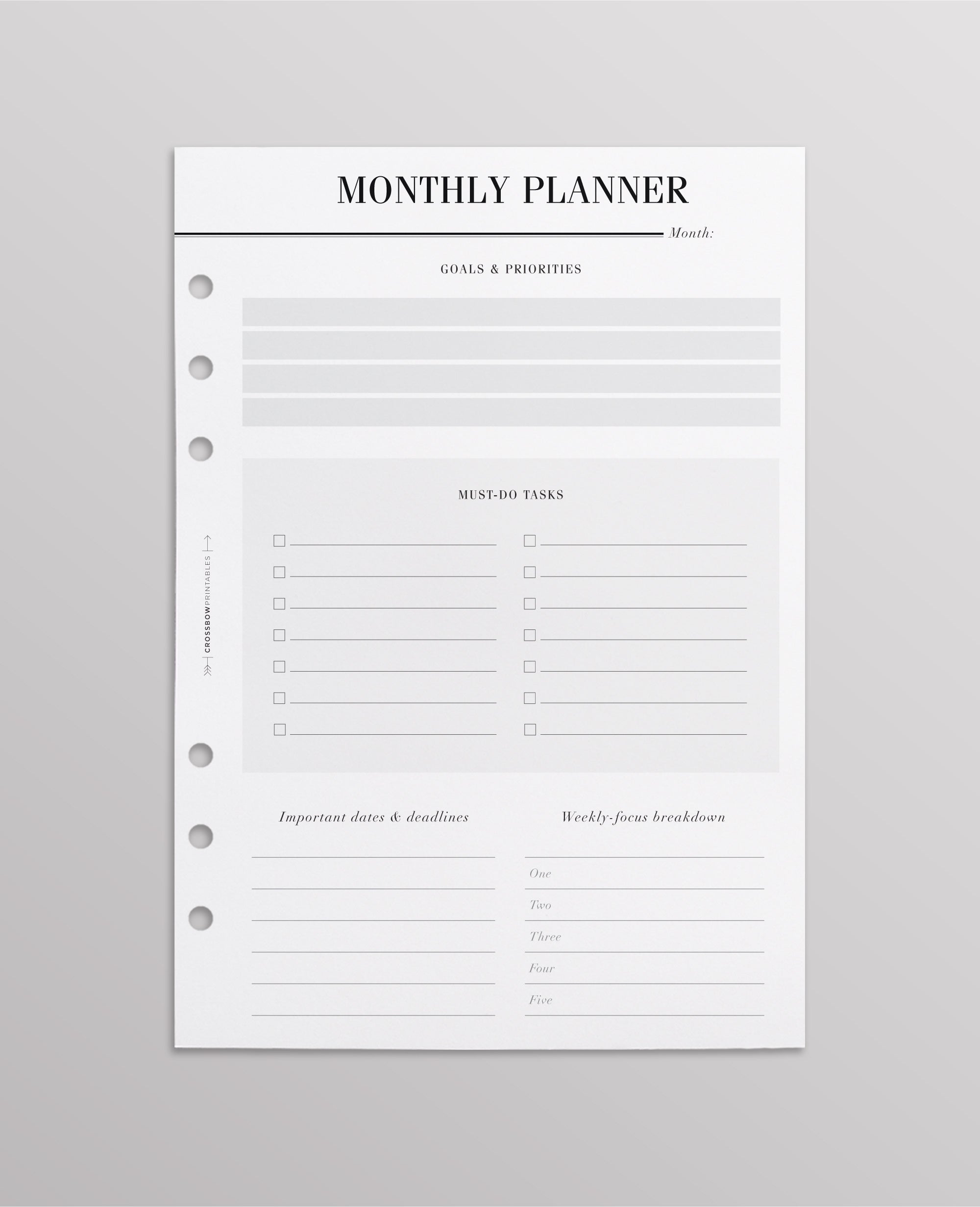 A5 monthly planner