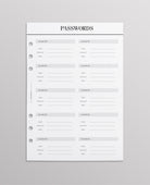 password keeper planner inserts