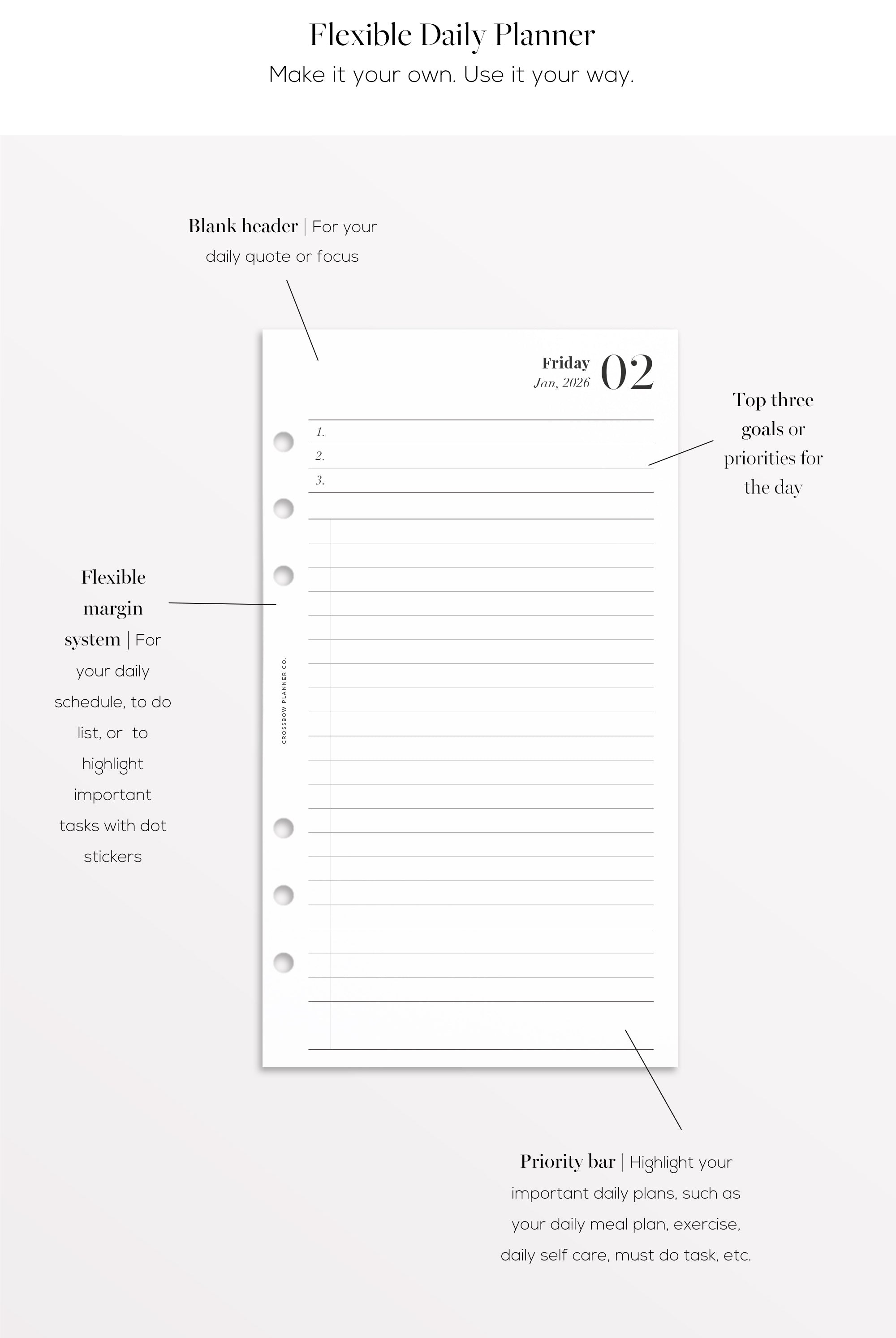 2026 daily planner refill 6 ring