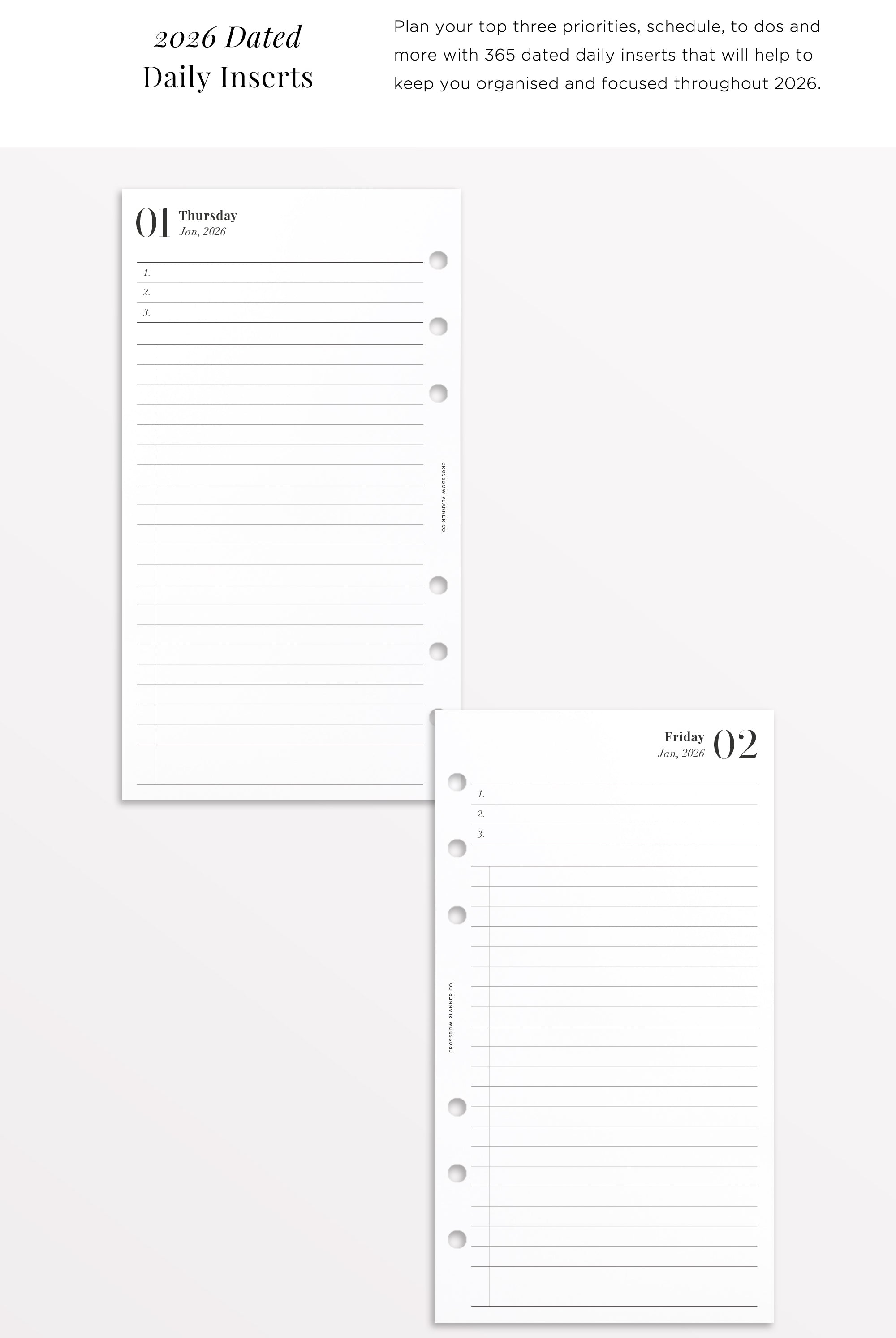 2026 daily planner inserts