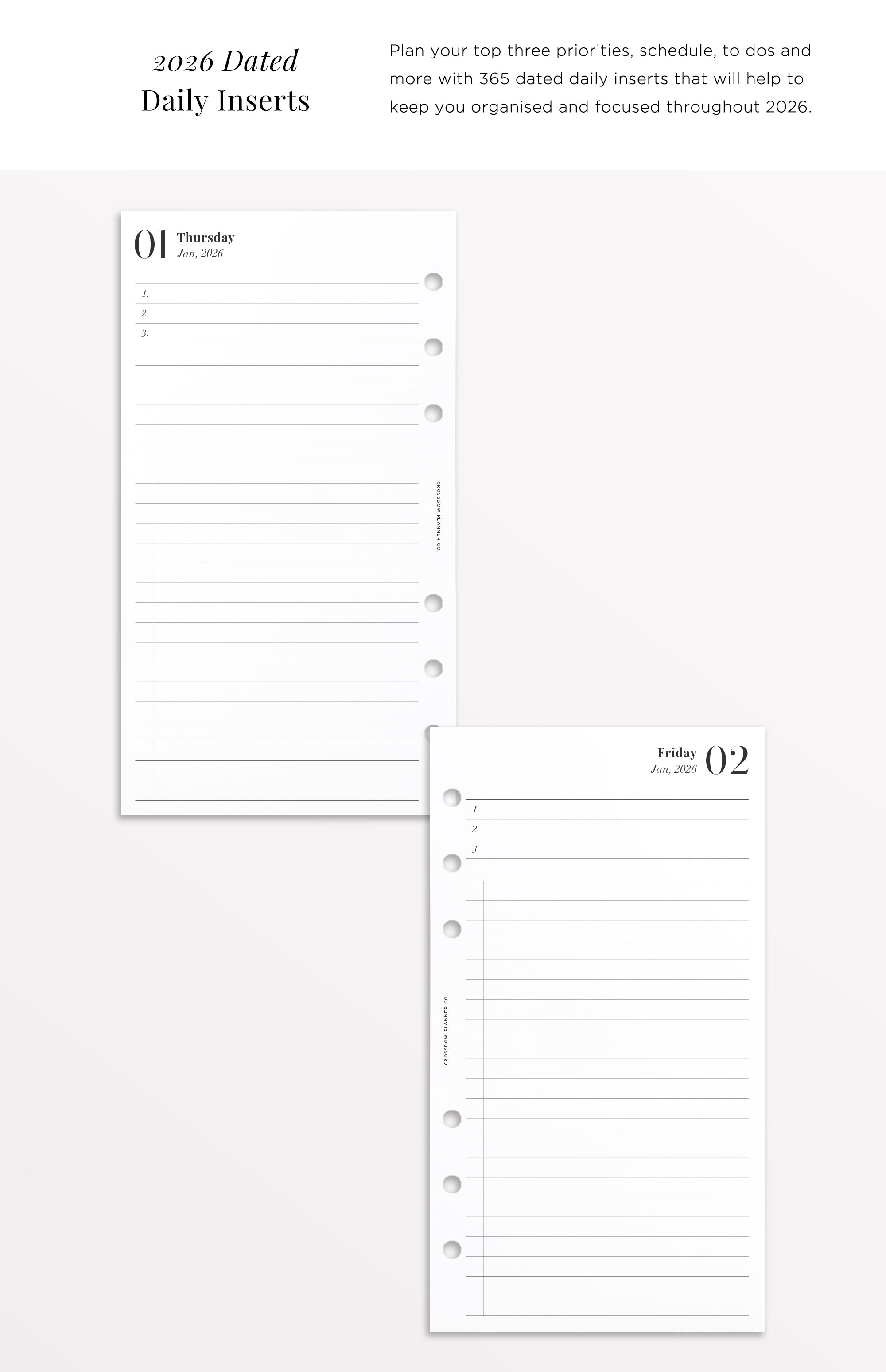 2026 daily planner inserts