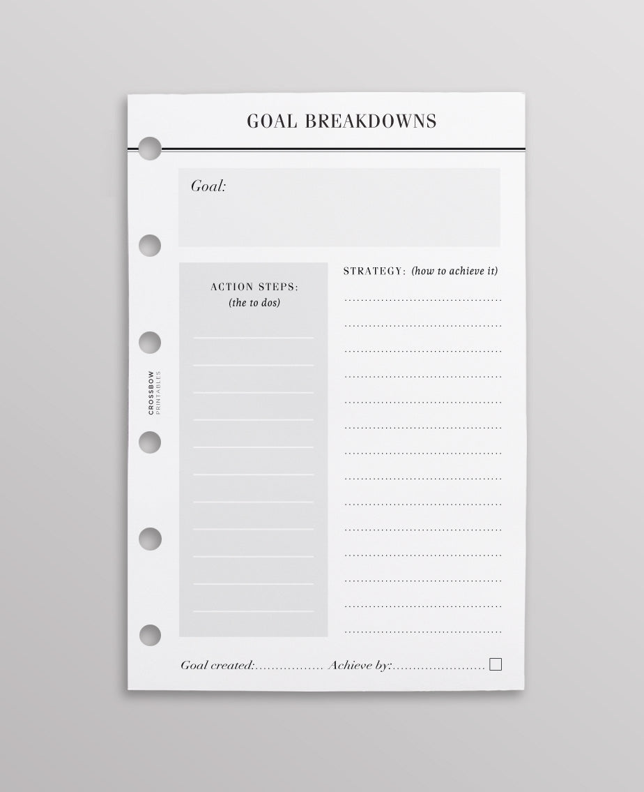 goal planner inserts
