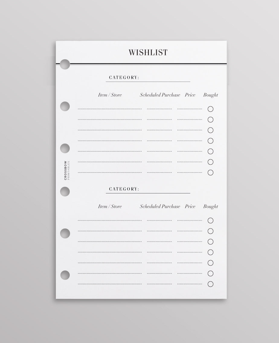 pocket size wishlist planner