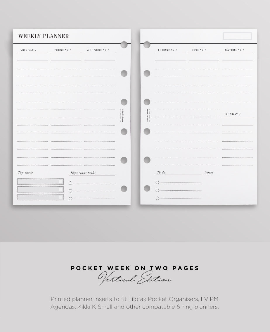 week on two pages pocket filofax