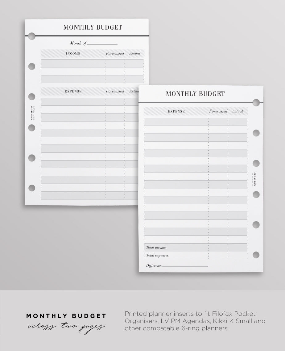 The Budget: Pocket Planner Inserts – Crossbow Planner Co.
