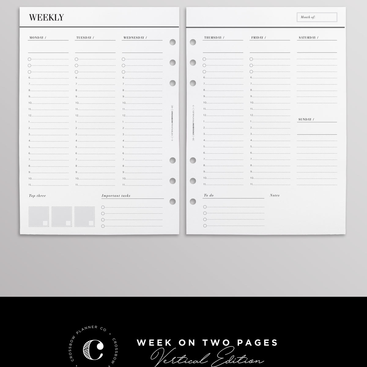 A5 Week On Two Pages | Vertical Edition – Crossbow Planner Co.