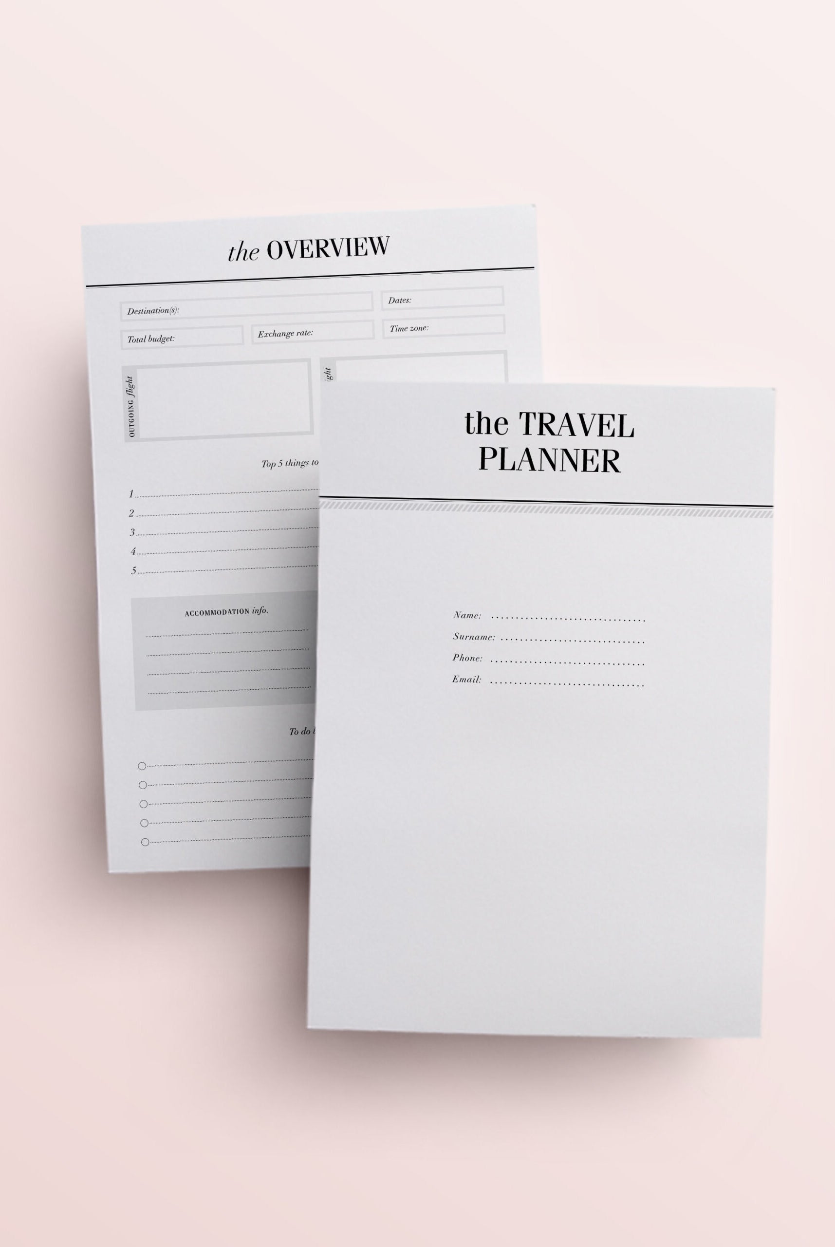 travel planner printable