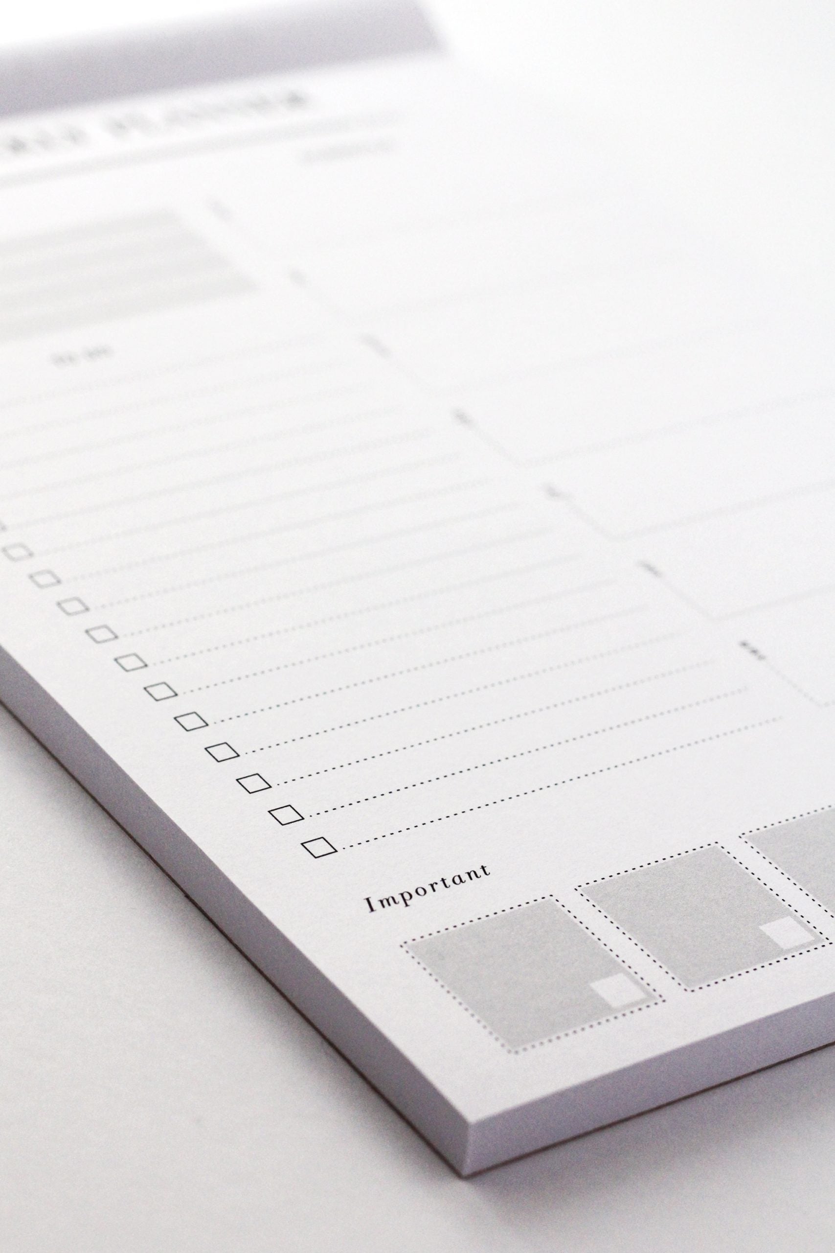 week on one page notepad
